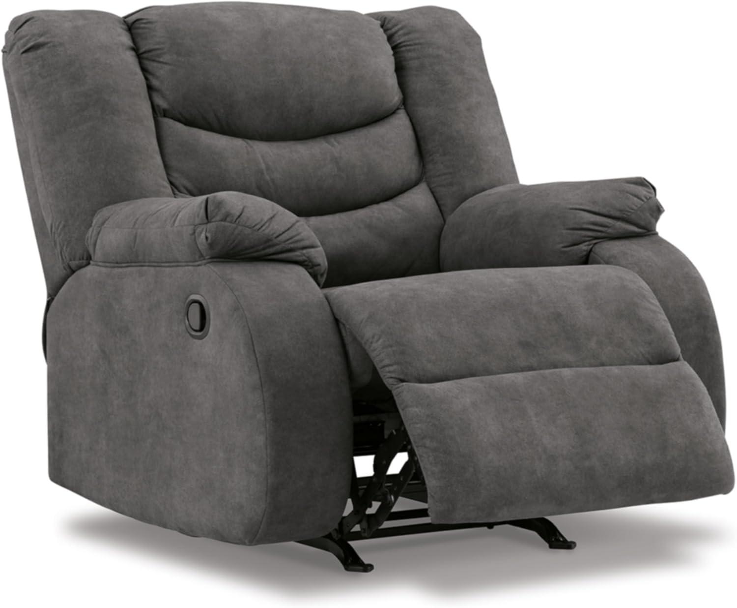 Contemporary Gray Faux Leather Stationary Recliner Chair