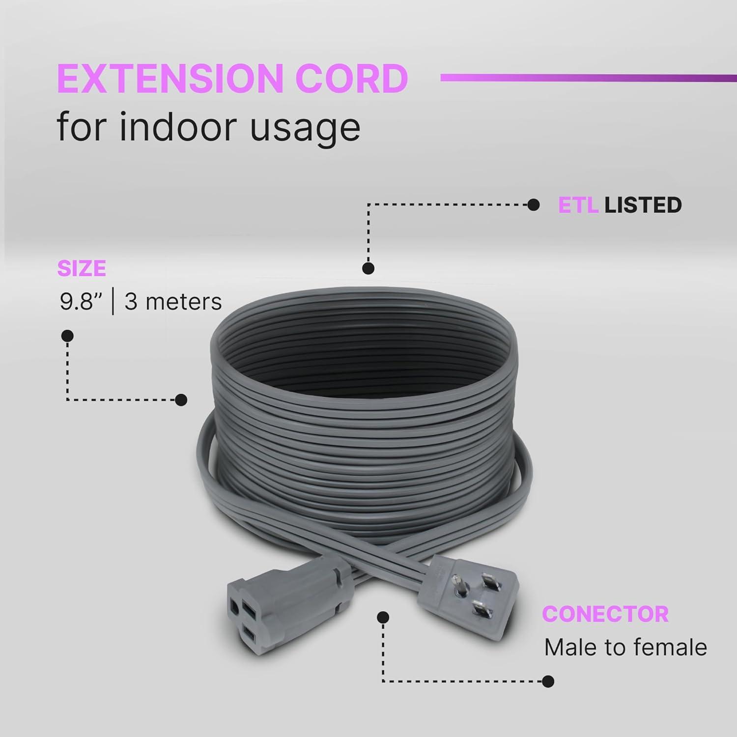 10 FT Heavy Duty Grey Air Conditioner and Appliance Extension Cord