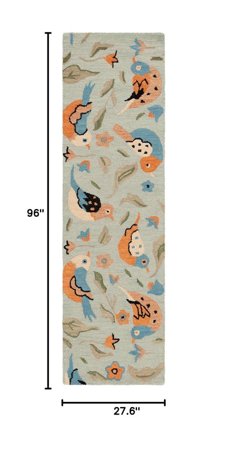 Blossom BLM676 Hand Hooked Runner Rug - Sage/Multi - 2'3"x8' - Safavieh.