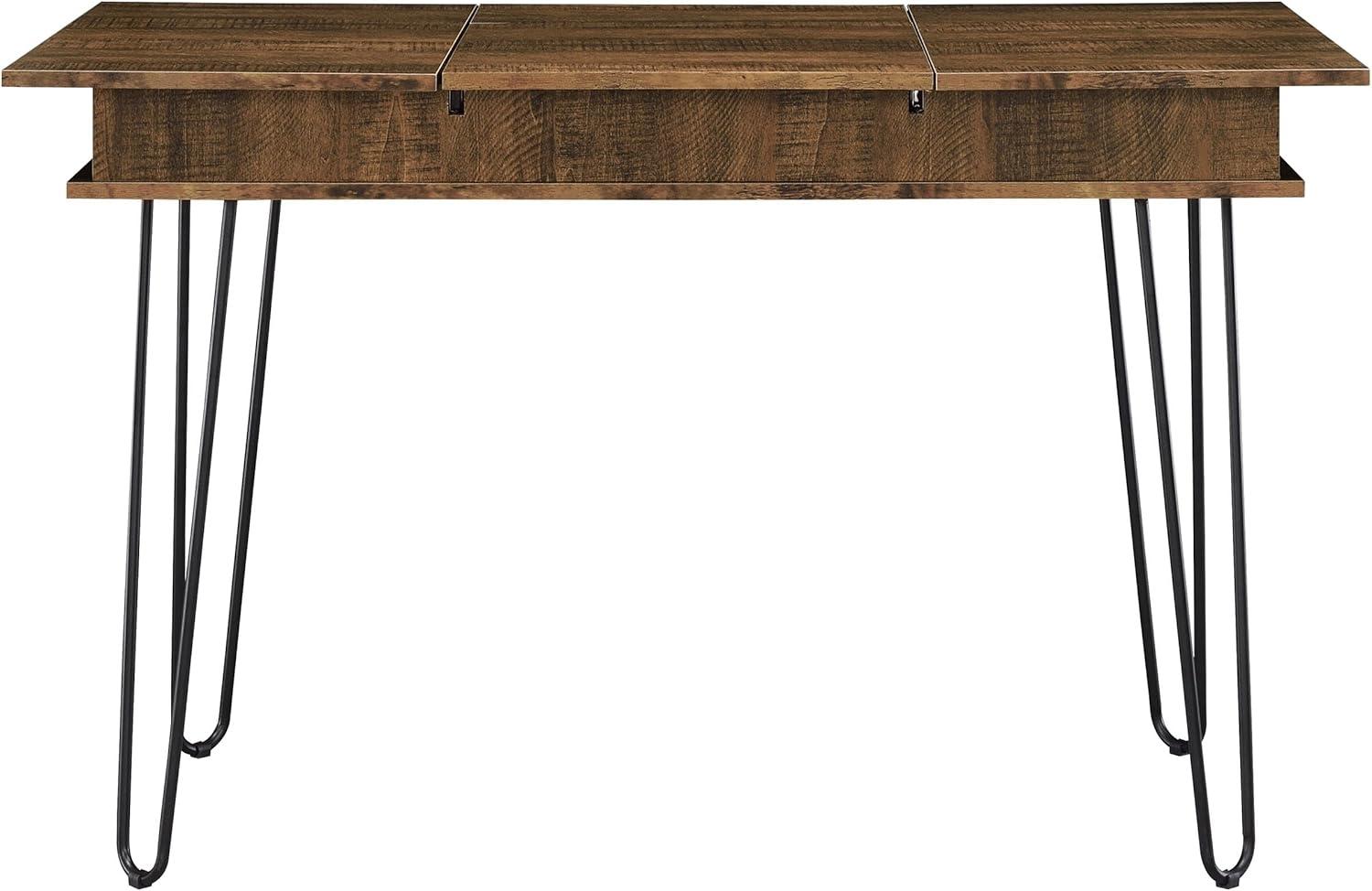 Sheeran Storage Writing Desk with Hairpin Legs Rustic Amber - Coaster: Industrial Style, Enclosed Cabinet, USB Ports