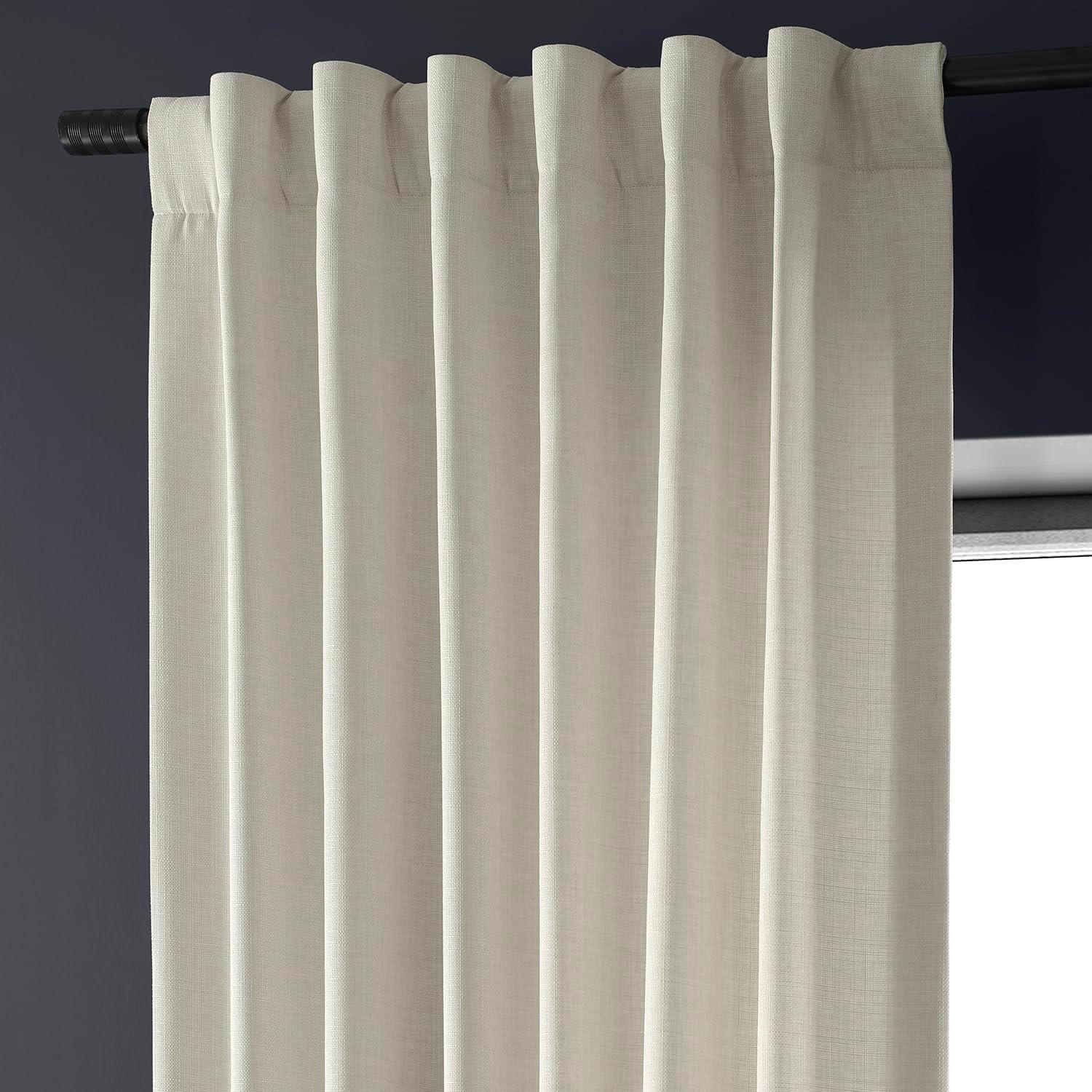 Half Price Drapes Parchment Cream Faux Linen Room Darkening Curtains for Bedroom(1 Panel),50W X 108L