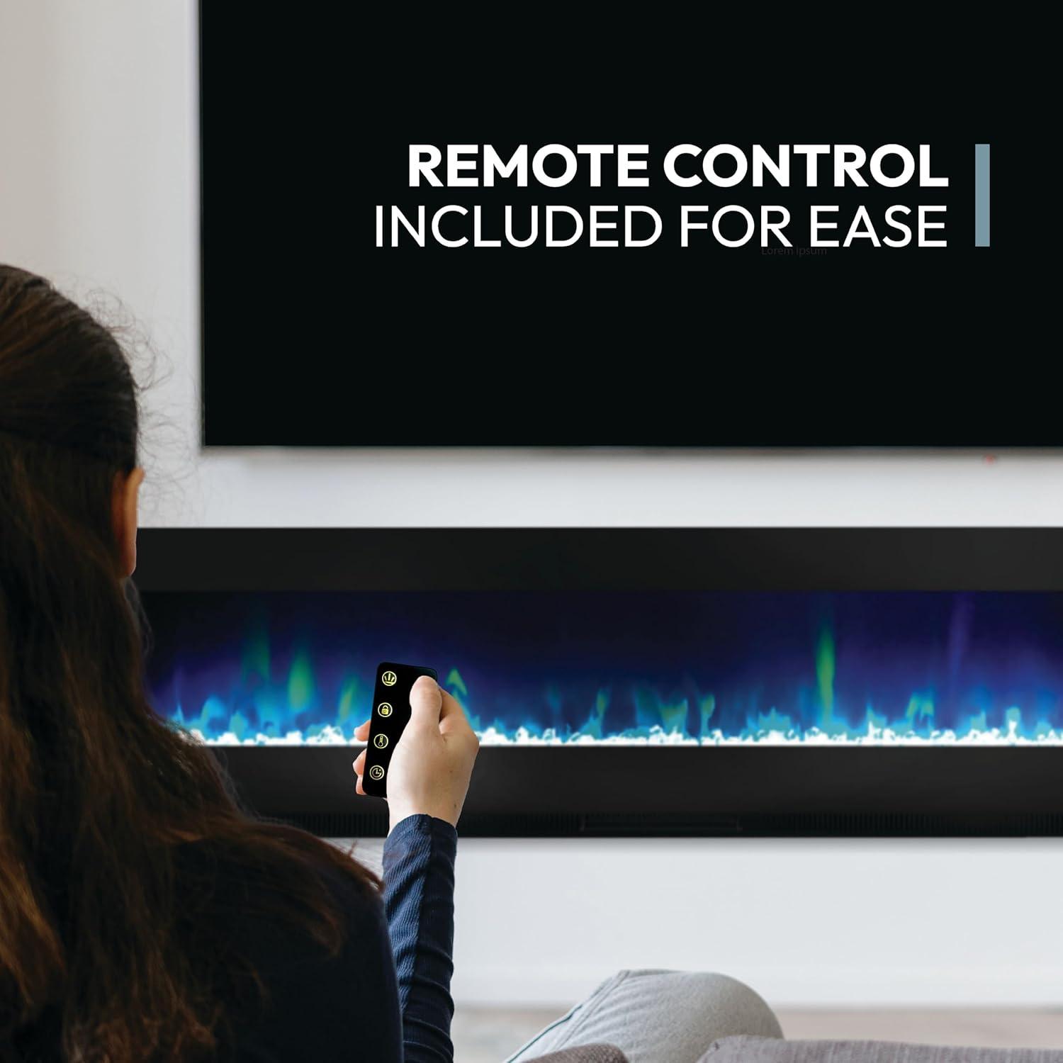 Cambridge Cambridge Wall Mount Electric Fireplace Heater with Remote Control for Indoor Use in Living Room, Bedroom, Home Office