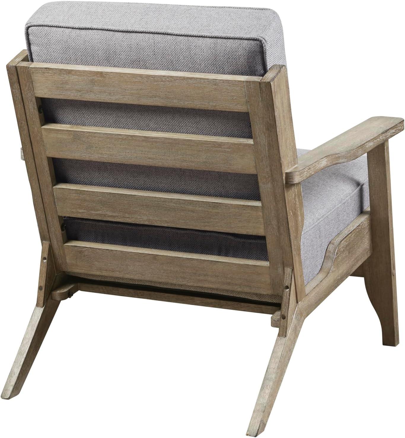 Malibu Accent Chair Gray: Upholstered Farmhouse-Inspired, Rubberwood Frame, 300lbs Capacity