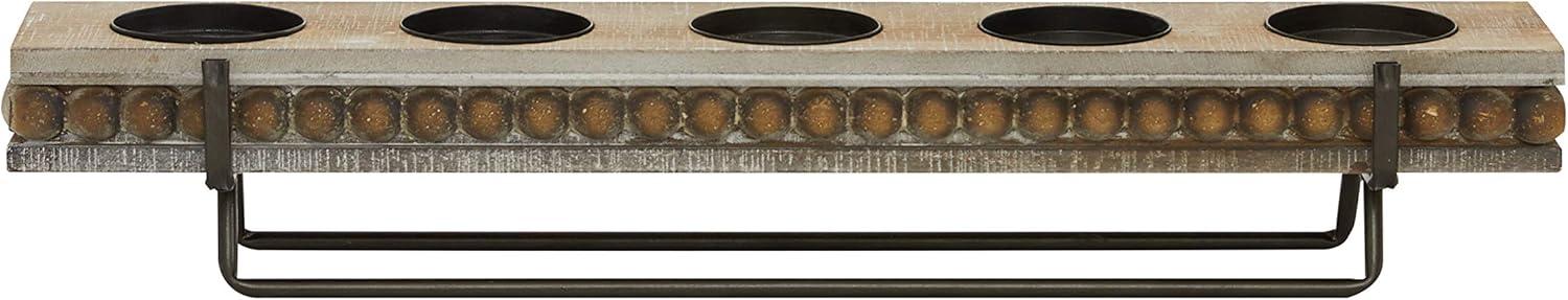 DecMode 5 Holder Brown Wooden Pillar Candelabra