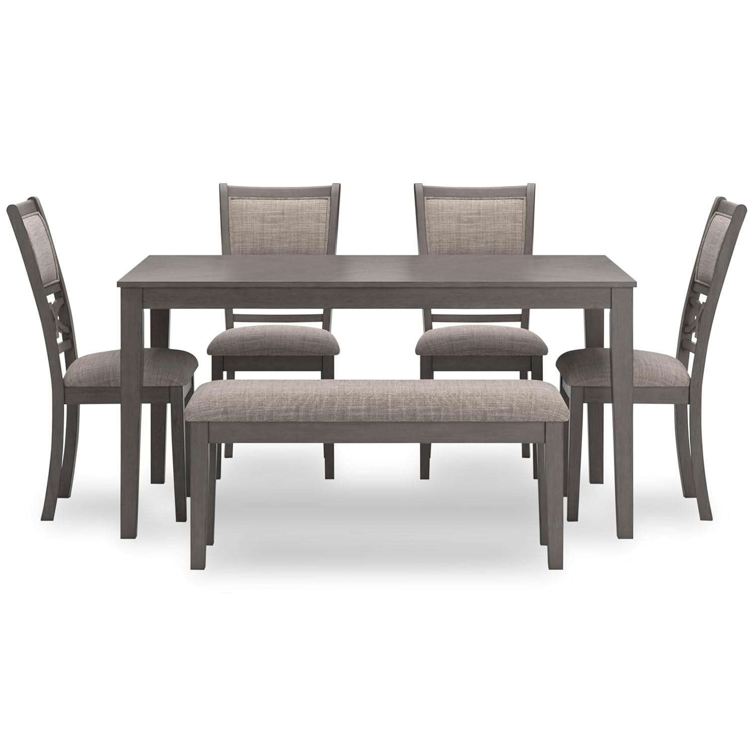 Gray Transitional Rectangular Dining Table Set with 4 Chairs