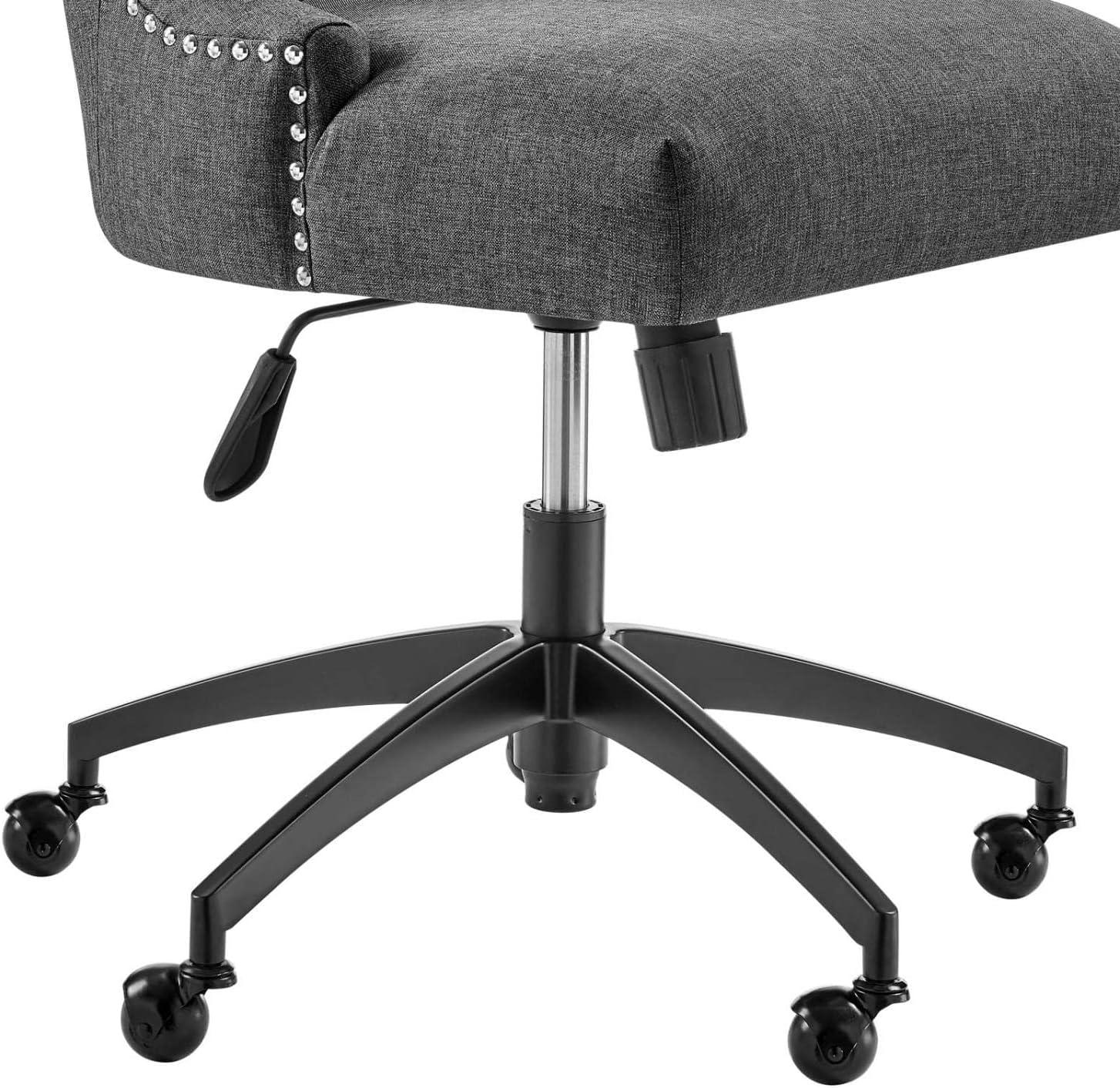 Empower Channel Tufted Fabric Office Chair Black/Gray - Modway: Modern Desk Chair with Casters, Adjustable Height