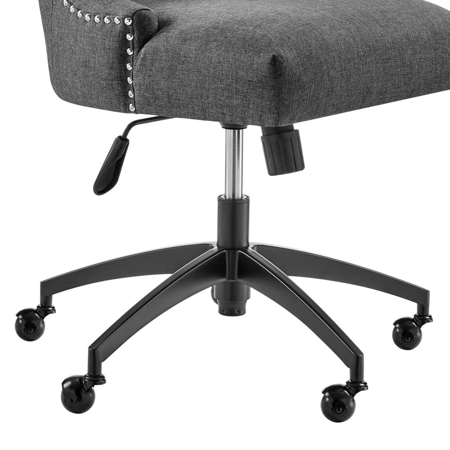 Empower Channel Tufted Fabric Office Chair Black/Gray - Modway: Modern Desk Chair with Casters, Adjustable Height