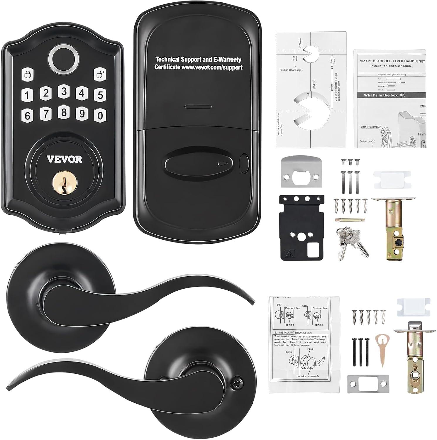 Black Aluminum Keyless Entry Door Lock with Handle