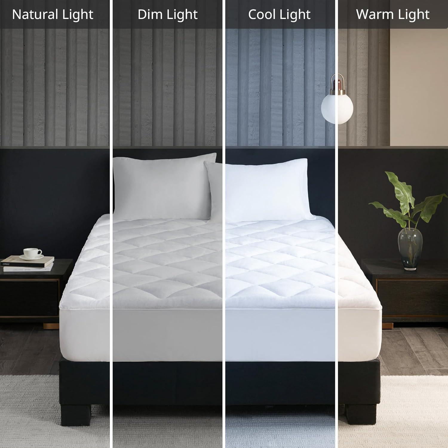 Full 2-in-1 Cool/Warm Reversible Waterproof and Stain Release Mattress Pad White: Microfiber, TESTEX Certified