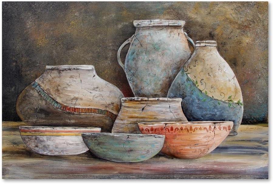 Trademark Fine Art - 22"x32" Jean Plout 'Clay Pottery Still Life 1' Canvas Art