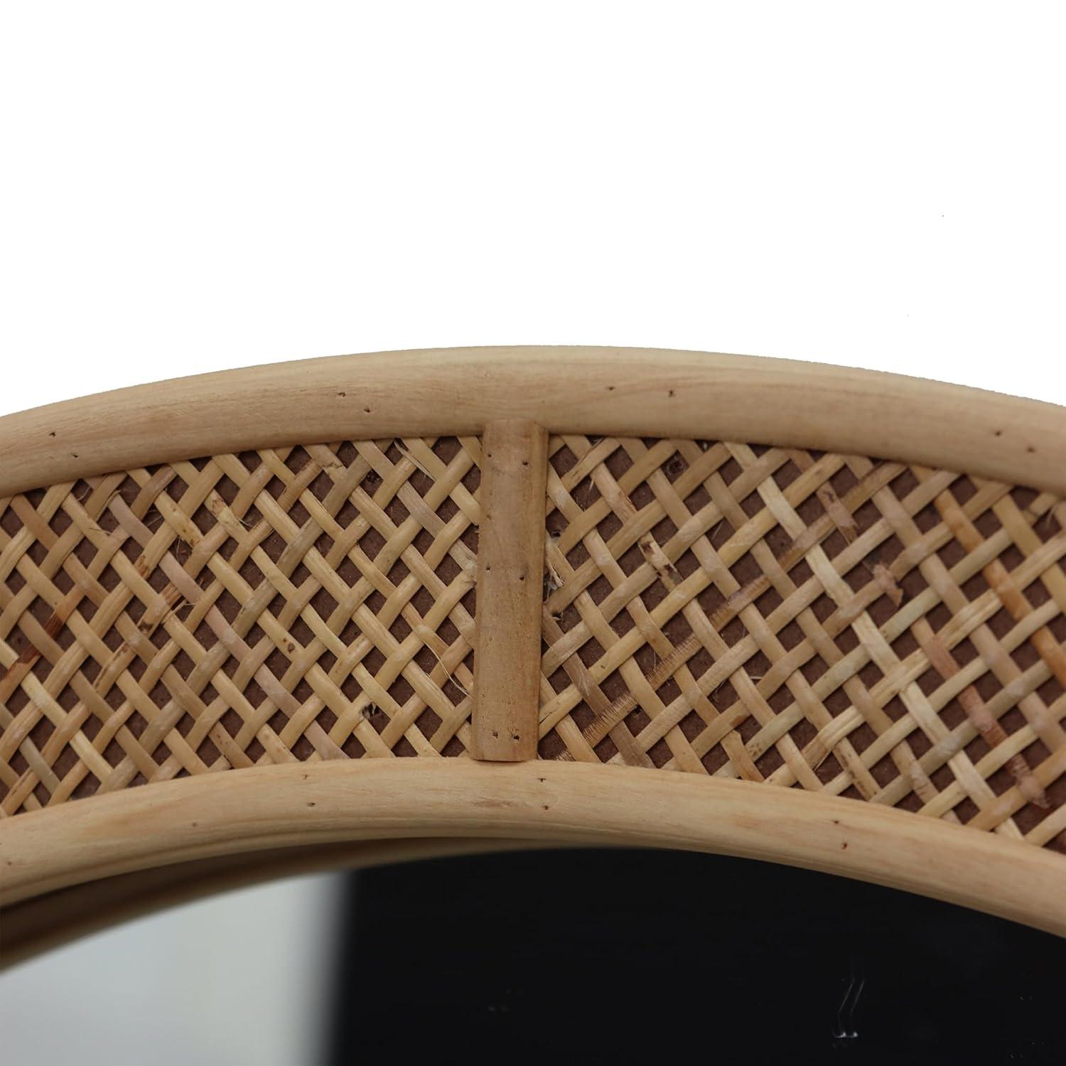 Parisloft Boho Arch Rattan Mirror - 25.5 x 37.4 Inch, Decorative Wall Mirror for Bathroom, Bedroom or Living Room, Natural