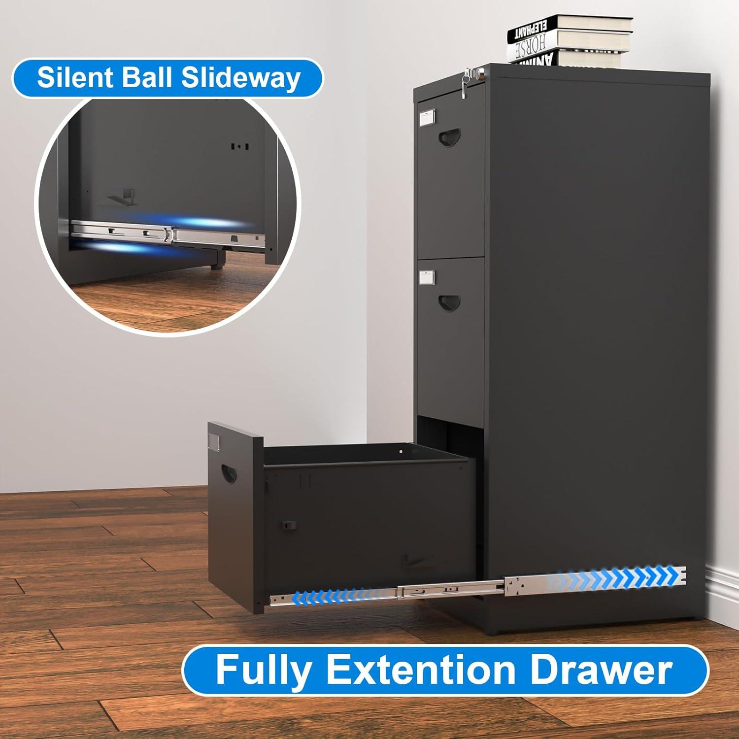 Inbox Zero 2 Drawer File Cabinet With Lock Metal Vertical File Cabinet