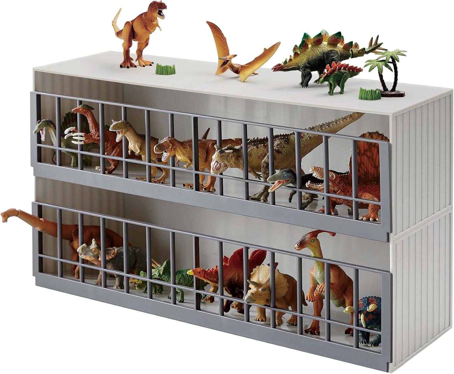 Yamazaki Home Yamazaki Home Two-Tier Toy Dinosaur and Animal Display Storage Rack, Children's Toy Bin Organizer