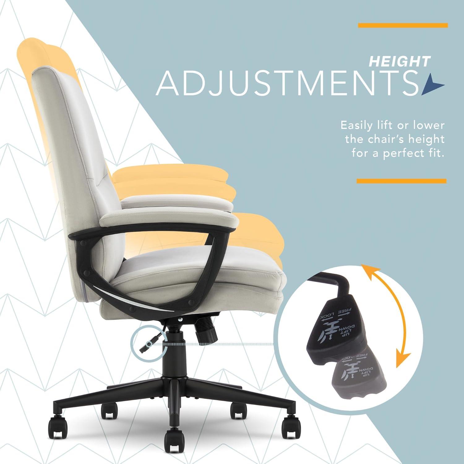 CLICK365 Click365 Classic Comfort Executive Office Chair, Ergonomic Mid-Back, Double-Layer Seat Cushion