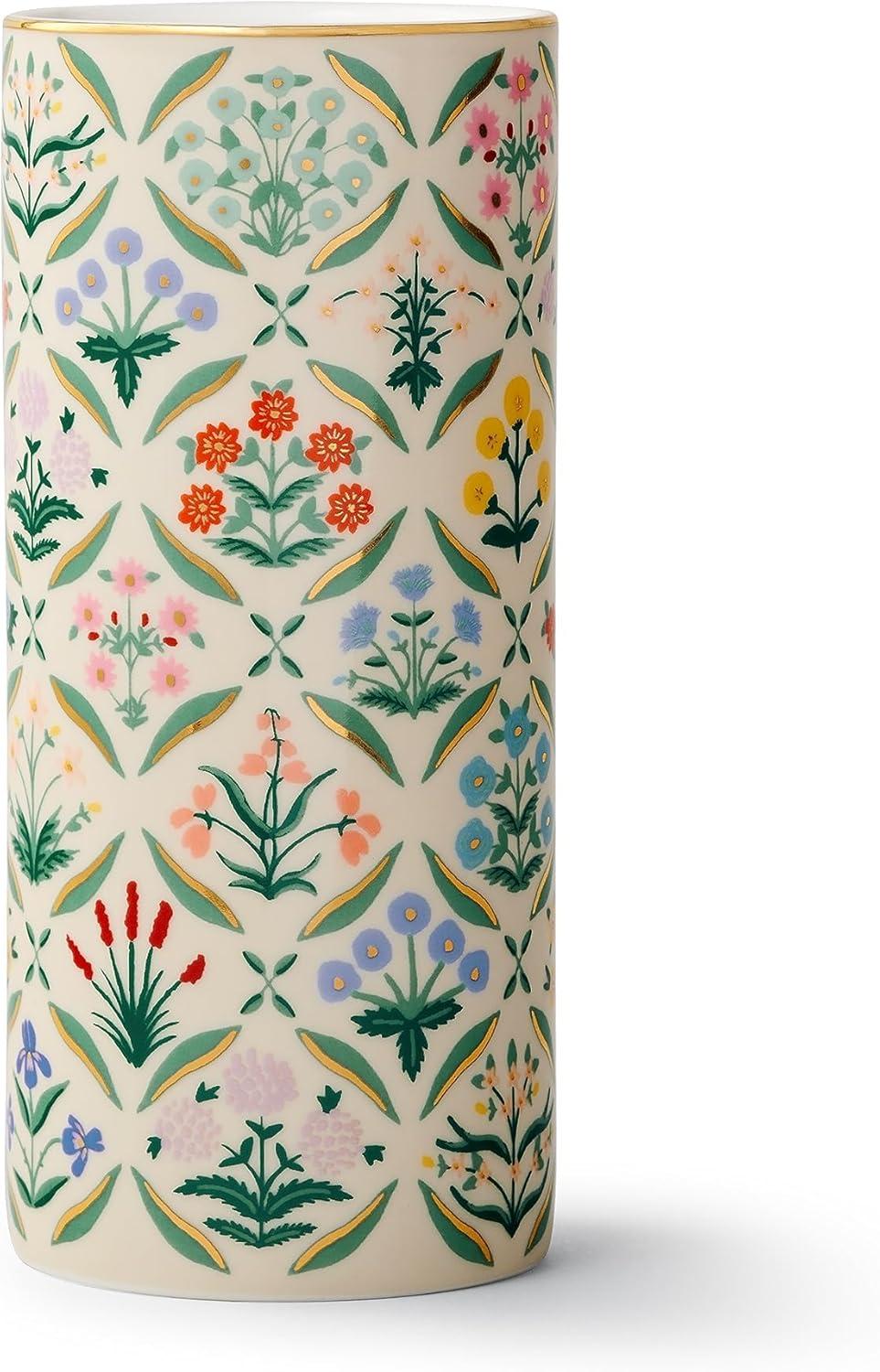 RIFLE PAPER CO. Estee Porcelain Vase for Room and Home Décor, Brighten Up a Living Room, Kitchen Table, or Farmhouse, Large Vase for Tabletop Centerpieces or Bookshelves