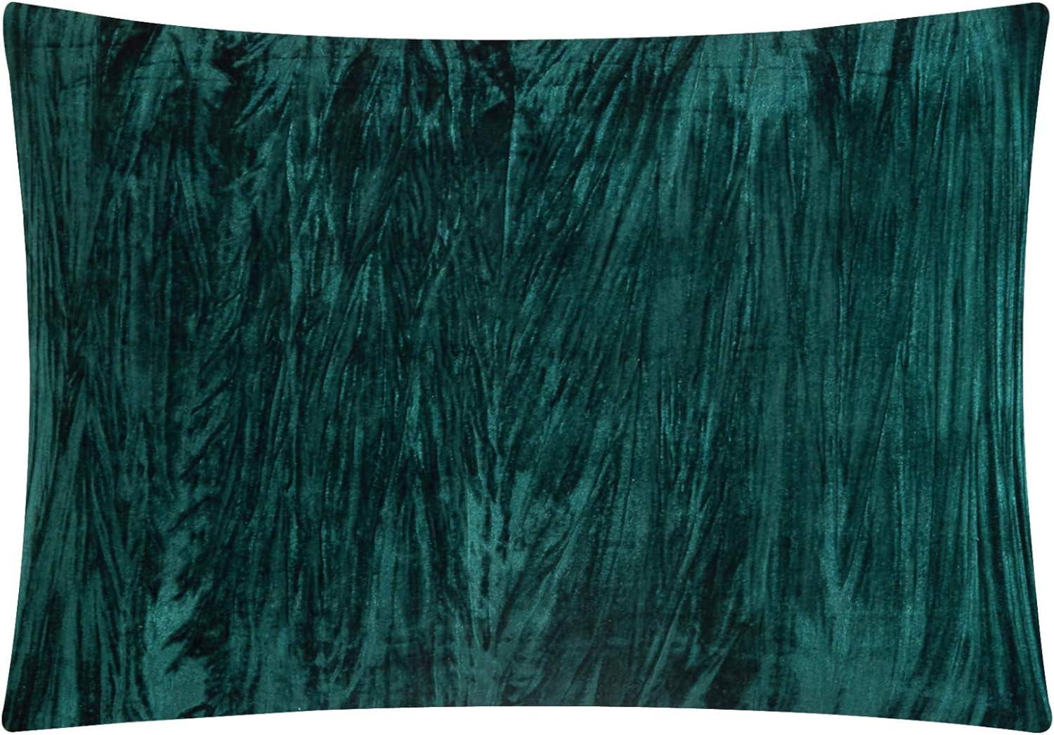 King Green Crinkle Velvet Down Alternative Bed Set