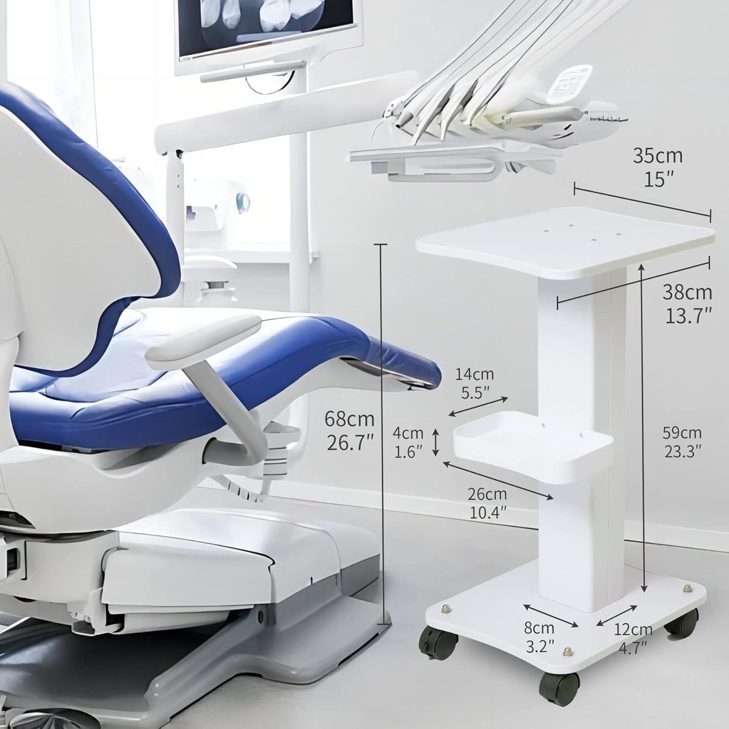 White Aluminum Alloy Salon Spa Trolley with Swivel Wheels