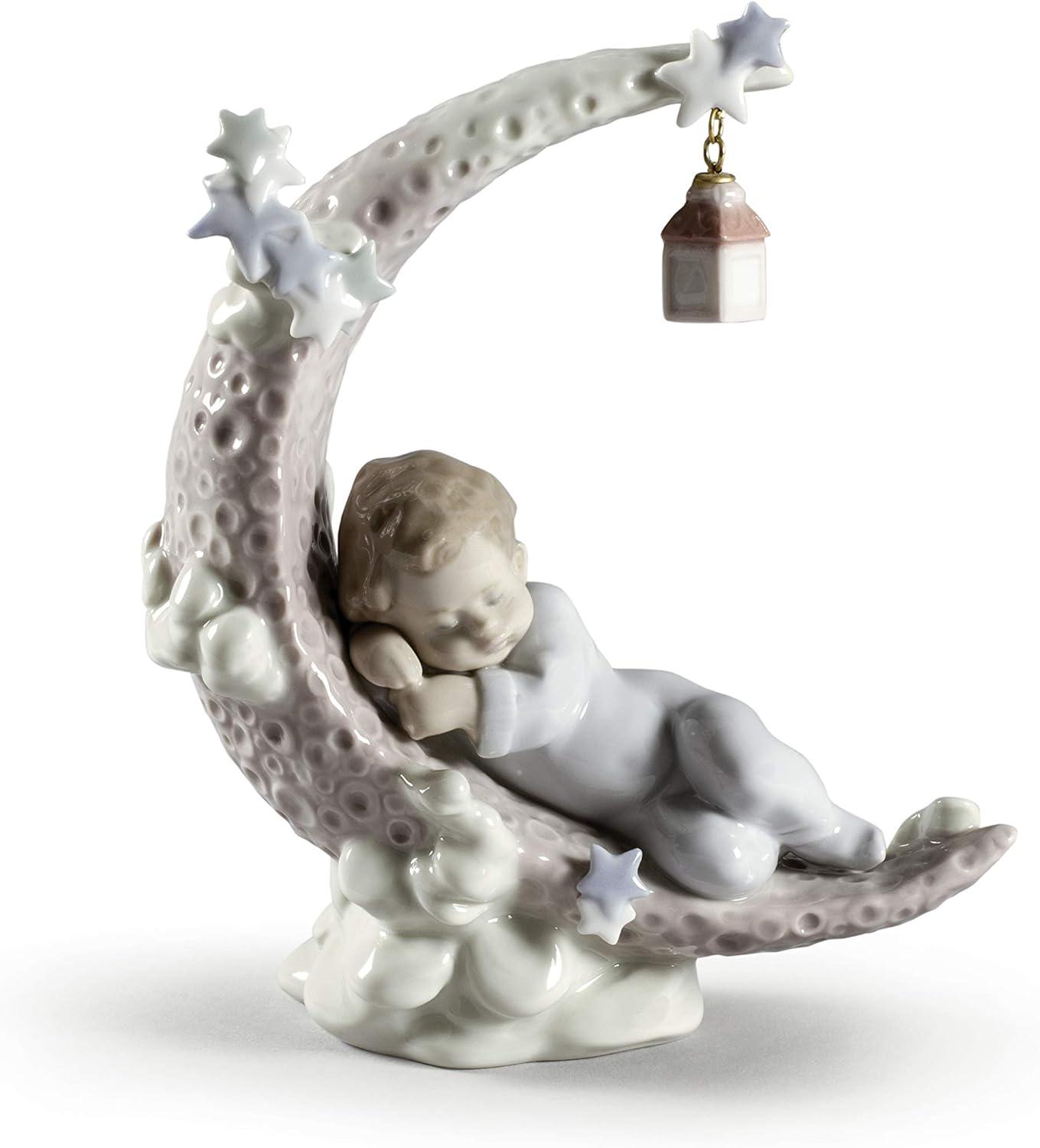 Heavenly Slumber Crescent Moon Porcelain Baby Boy Figurine