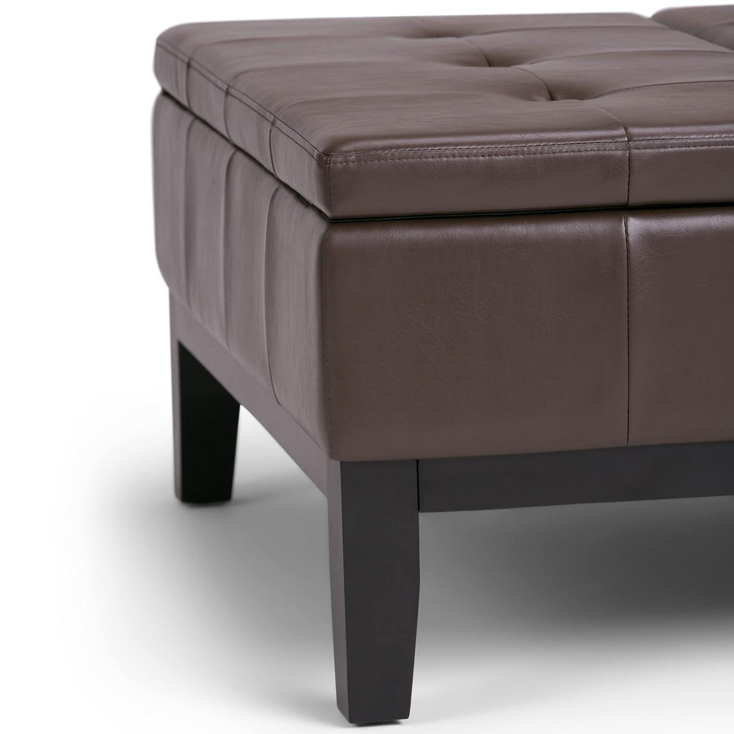 Simpli Home Dover 36"W Upholstered Square Coffee Table Storage Ottoman with Split Tufted Lift Top & Reviews | Wayfair