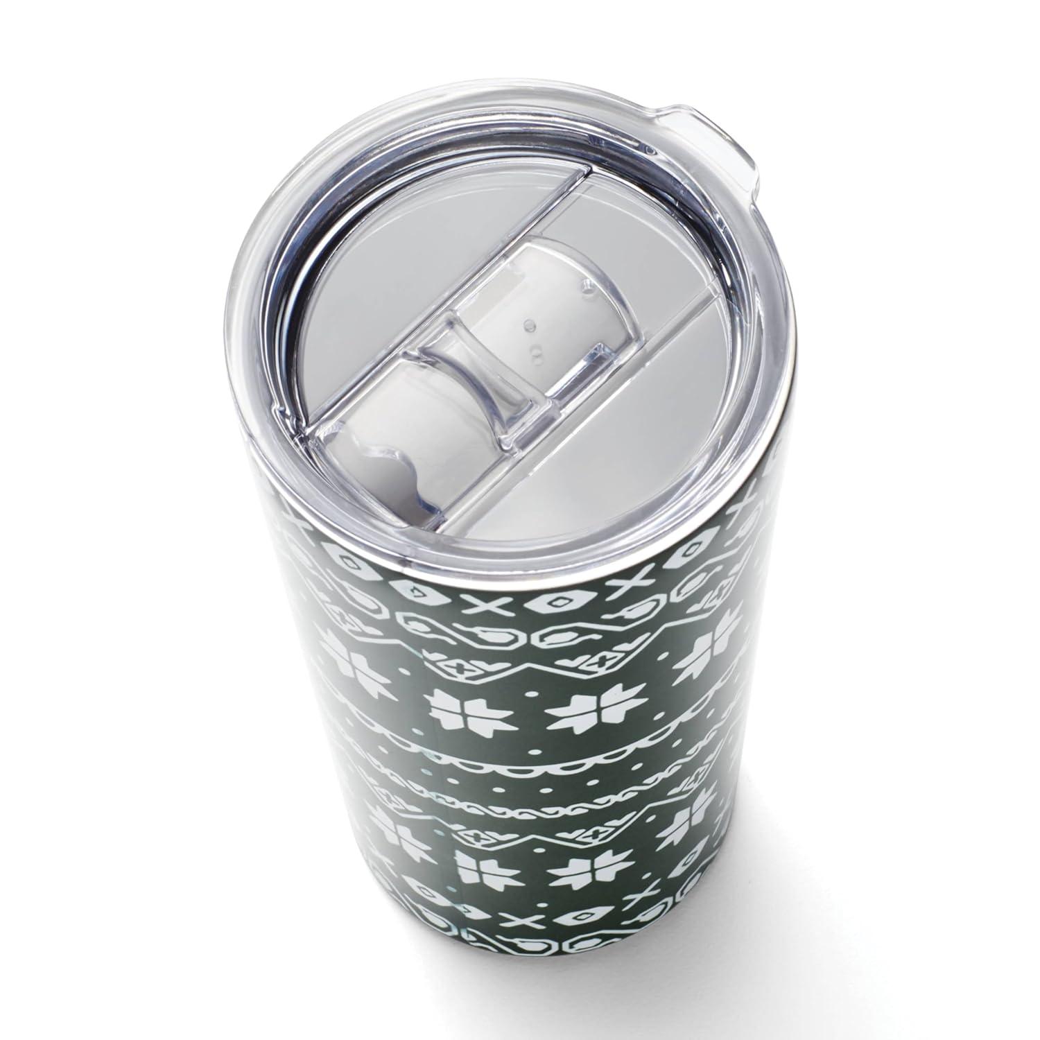 Festive Stainless Steel Highball Tumblers Set of 4 with Lids