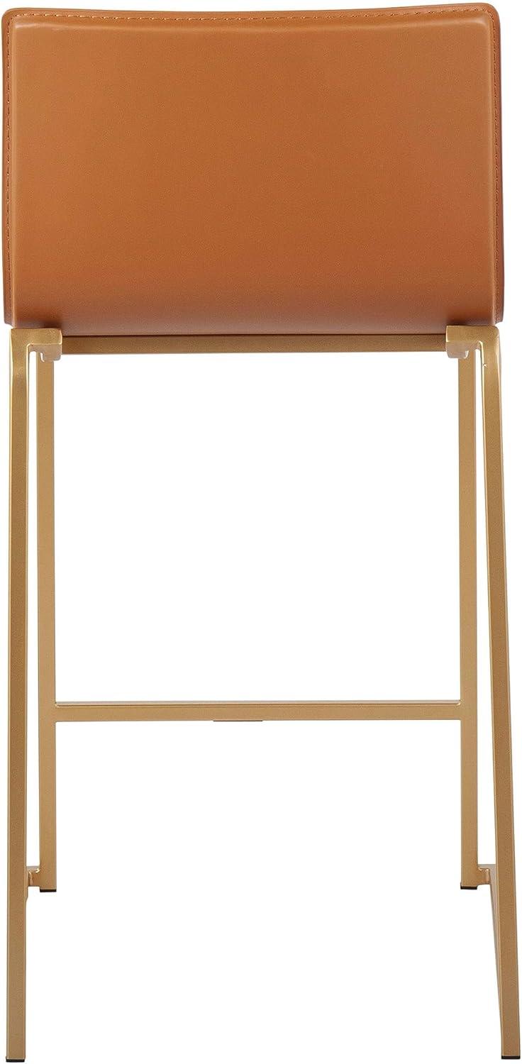Set of 2 26" Mara Contemporary Counter Height Barstools Gold/Camel - LumiSource: Upholstered, Steel Frame, Fixed Height