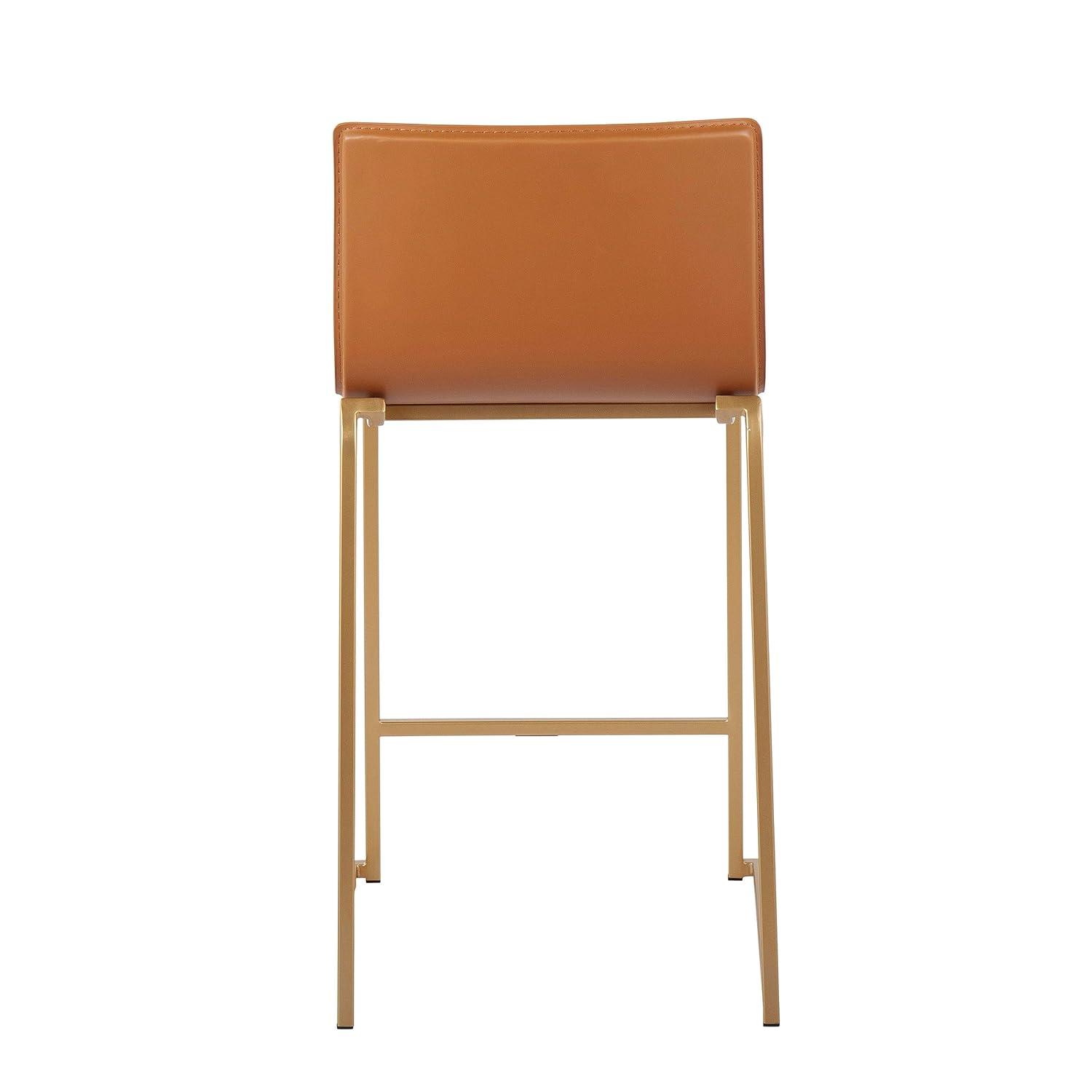 Set of 2 26" Mara Contemporary Counter Height Barstools Gold/Camel - LumiSource: Upholstered, Steel Frame, Fixed Height
