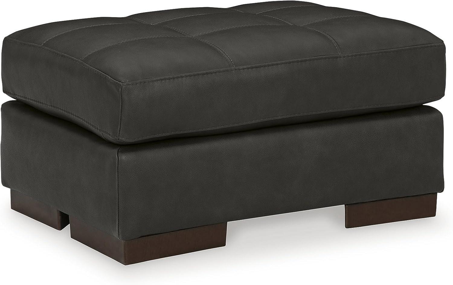 Luigi Black Tufted Leather Ottoman