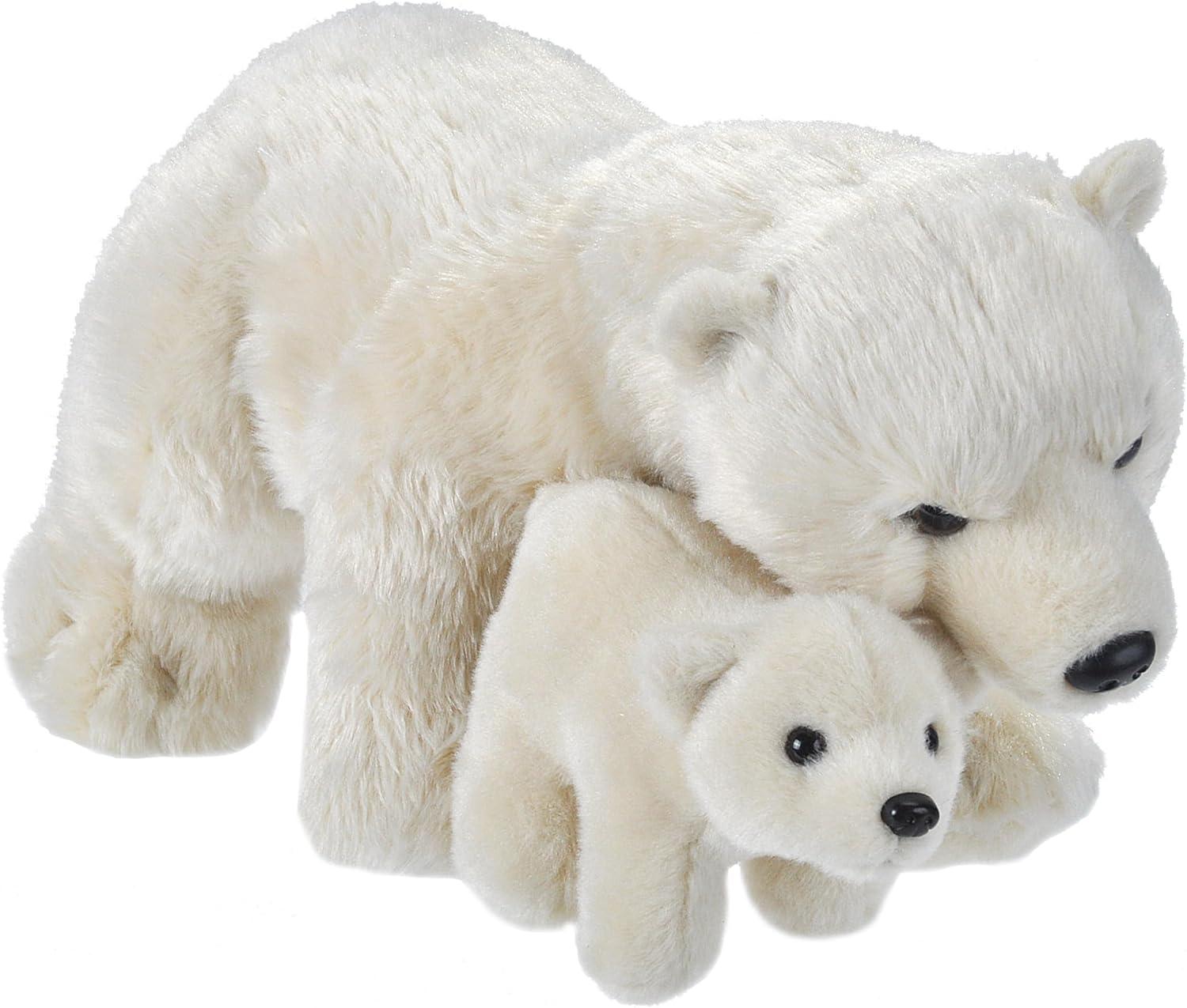 Wild Republic Mom & Baby Polar Bear Plush, Stuffed Animal, Plush Toy, Gifts for Kids, 14"
