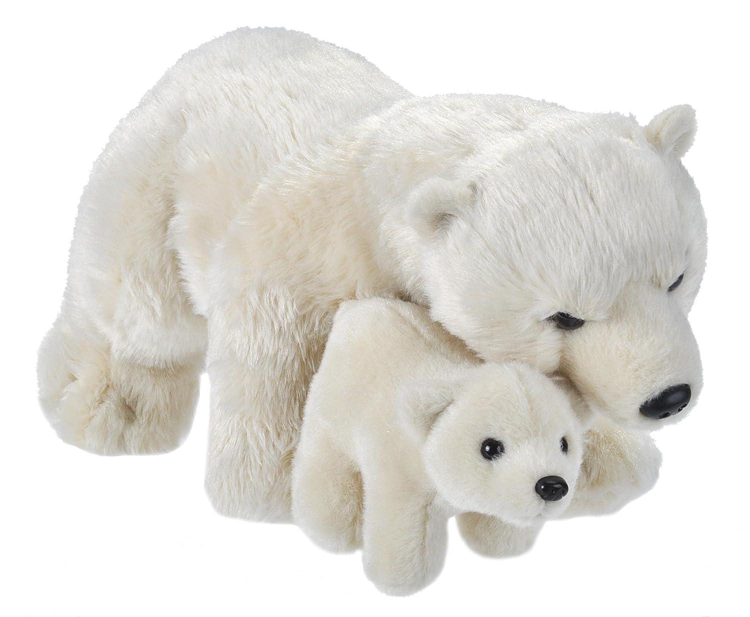 Wild Republic Mom & Baby Polar Bear Plush, Stuffed Animal, Plush Toy, Gifts for Kids, 14"