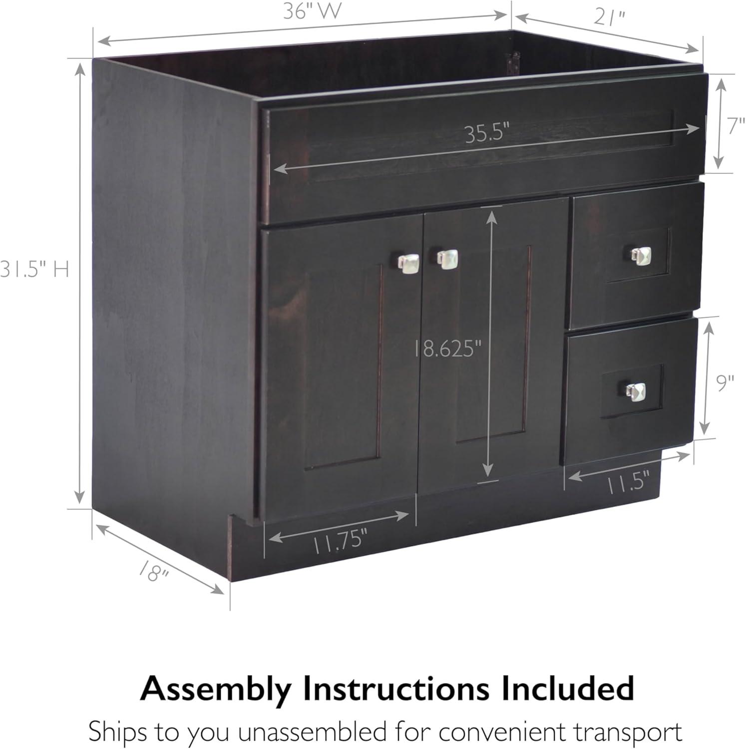 Design House Brookings 36 Inch Bathroom Vanity, Ready to Assemble, Solid Wood, Sherwin Williams – Design House, 587097