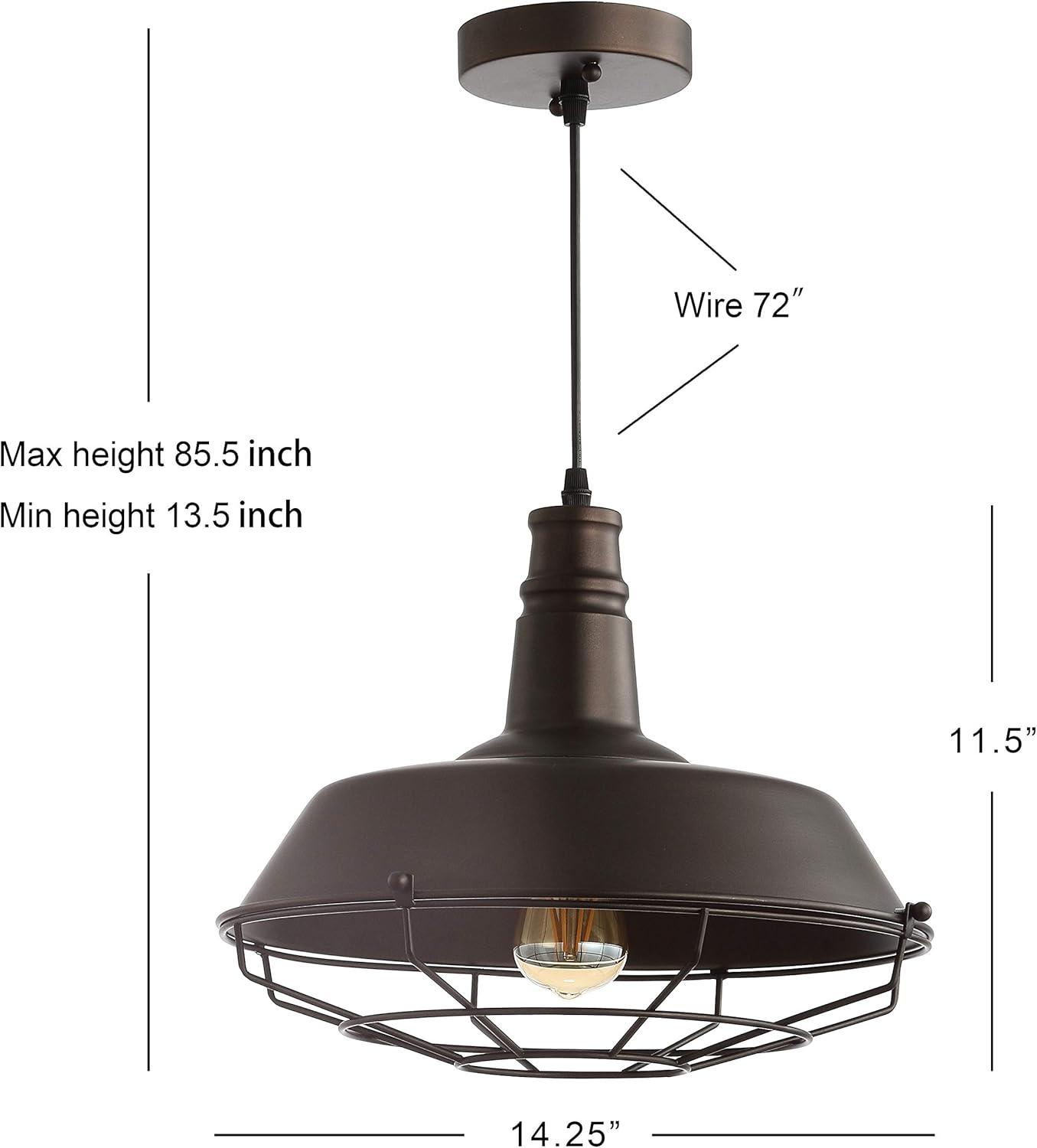 Farmhouse 14.25" Adjustable Industrial Metal LED Pendant, Oil Rubbed Bronze