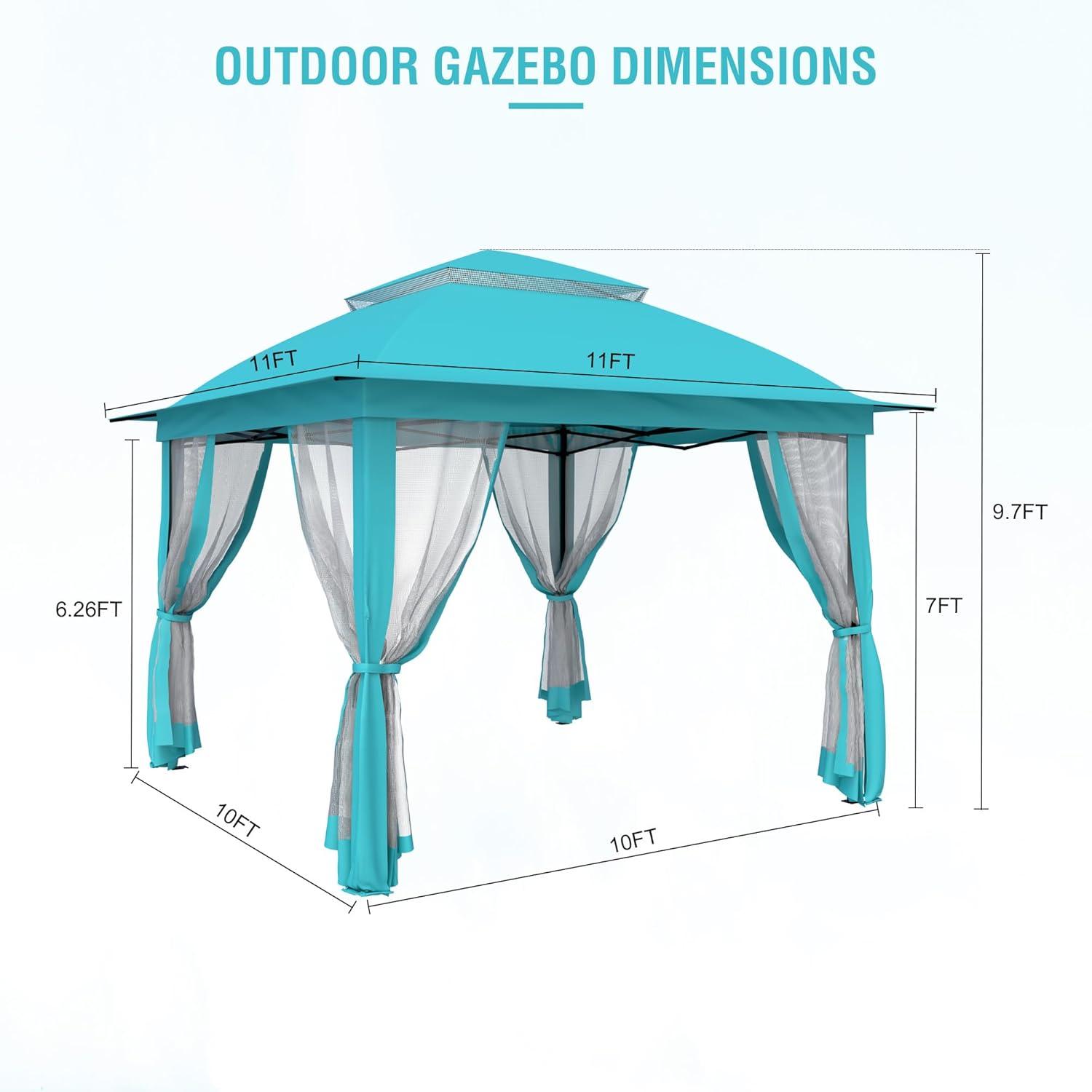 Pink Steel Portable Pop-Up Gazebo with Mosquito Netting 11 ft. x 11 ft. . .
