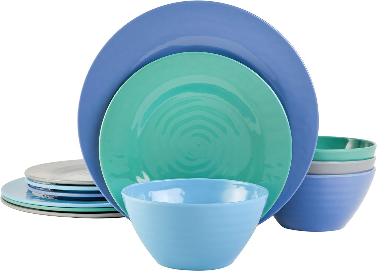 Gibson Brist 12 Piece Dinnerware Set in 4 Assorted Colors