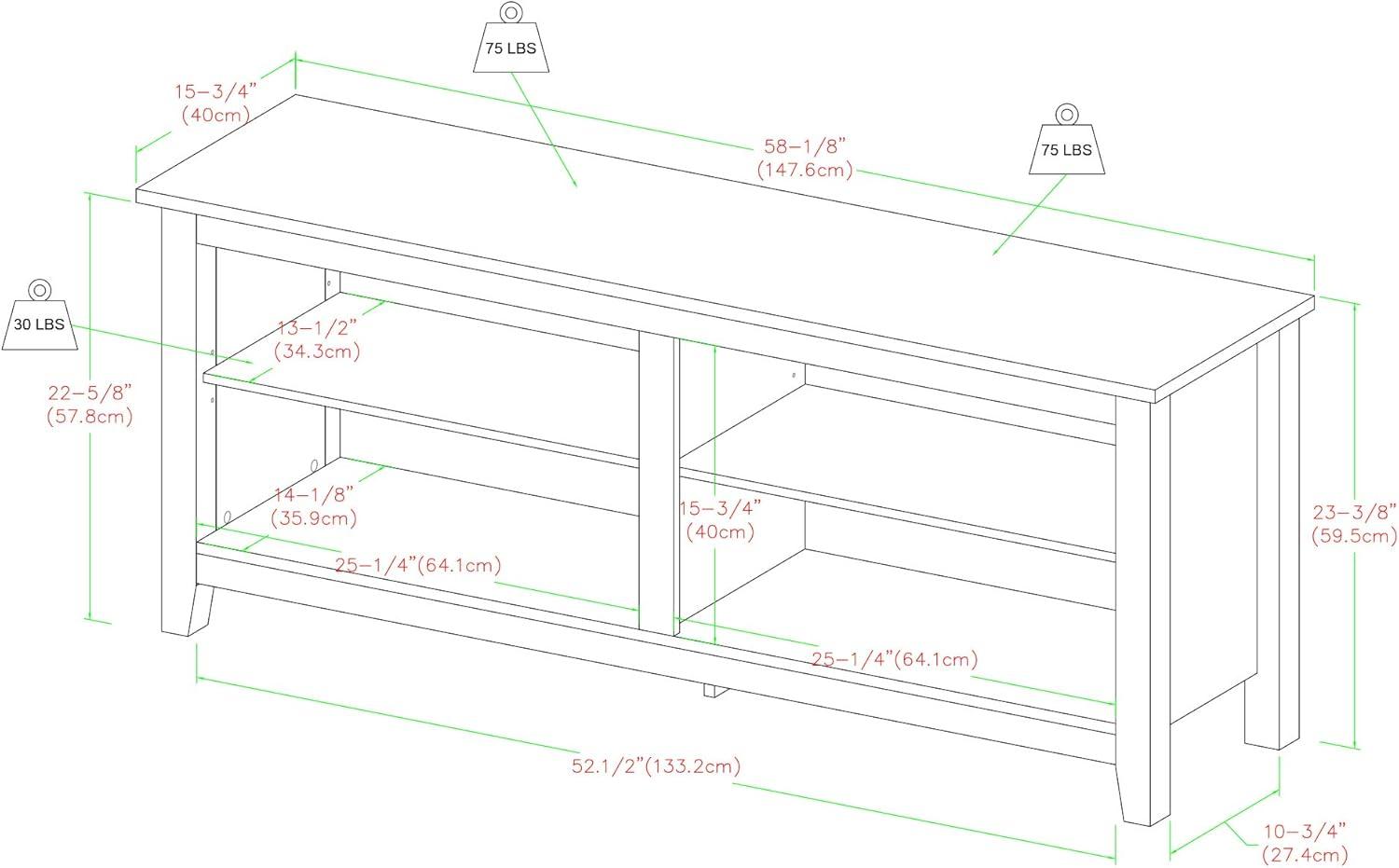 Walker Edison Open Storage TV Stand for TVs up to 65", Charcoal