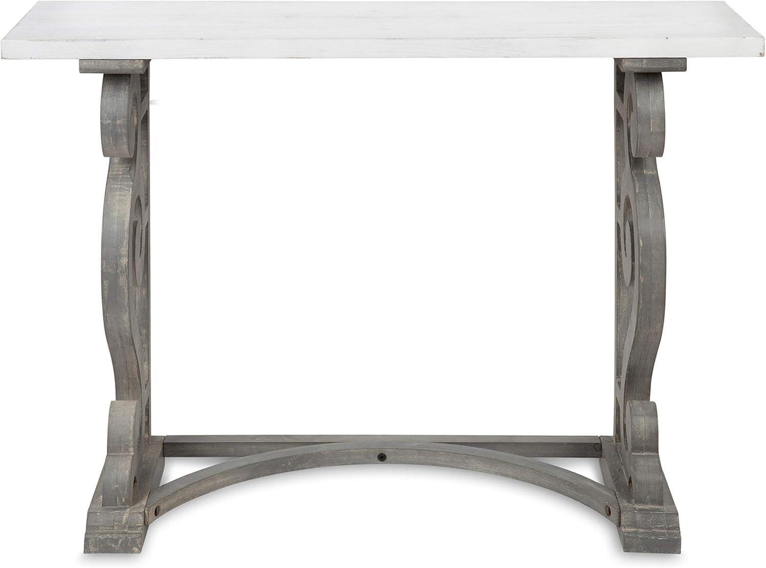 Kate and Laurel Wyldwood Solid Wood Farmhouse Console Table, Distressed White and Rustic Gray