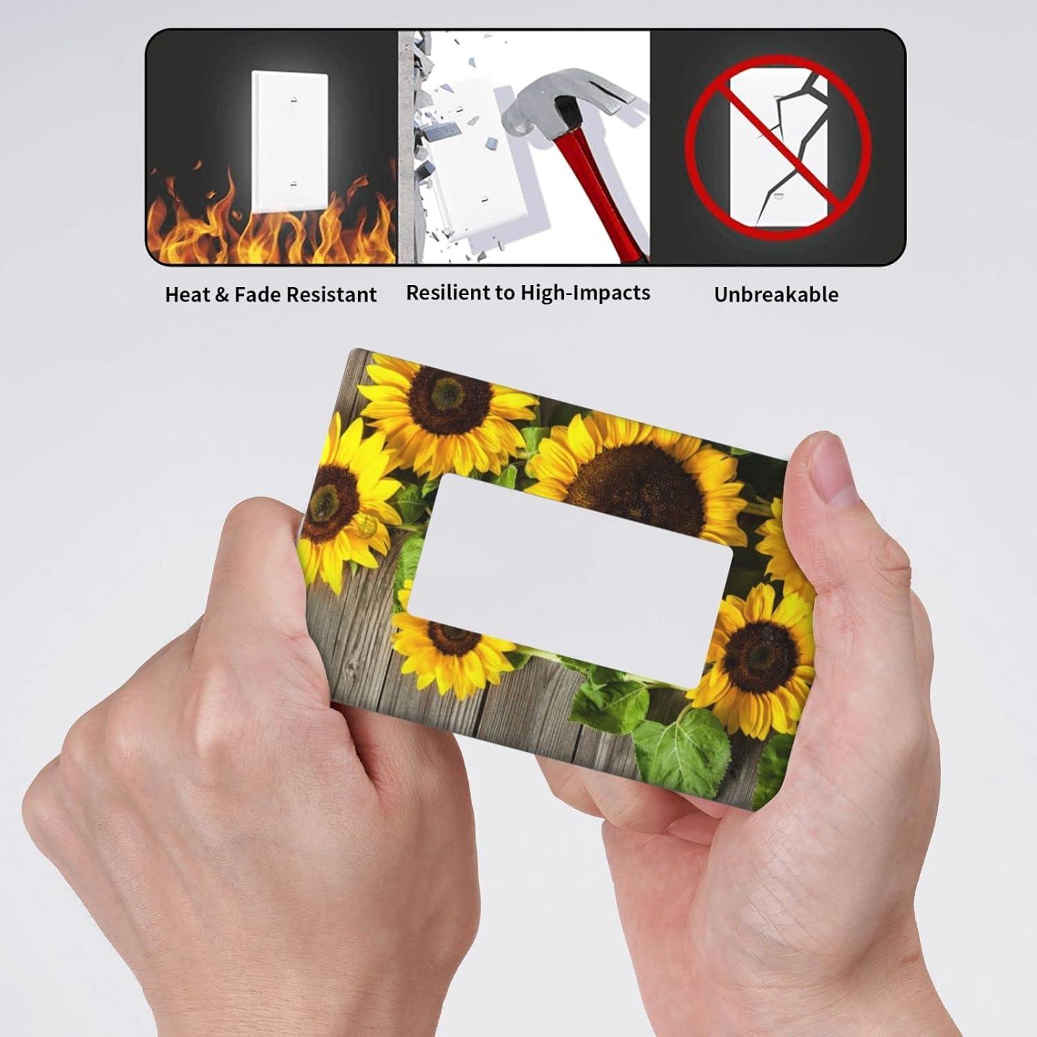 ZICANCN Outlet Covers Wall Plate, Sunflowers Nature Beige Background Light Switch Cover Decorative, Duplex Toggle Combo 1-Gang