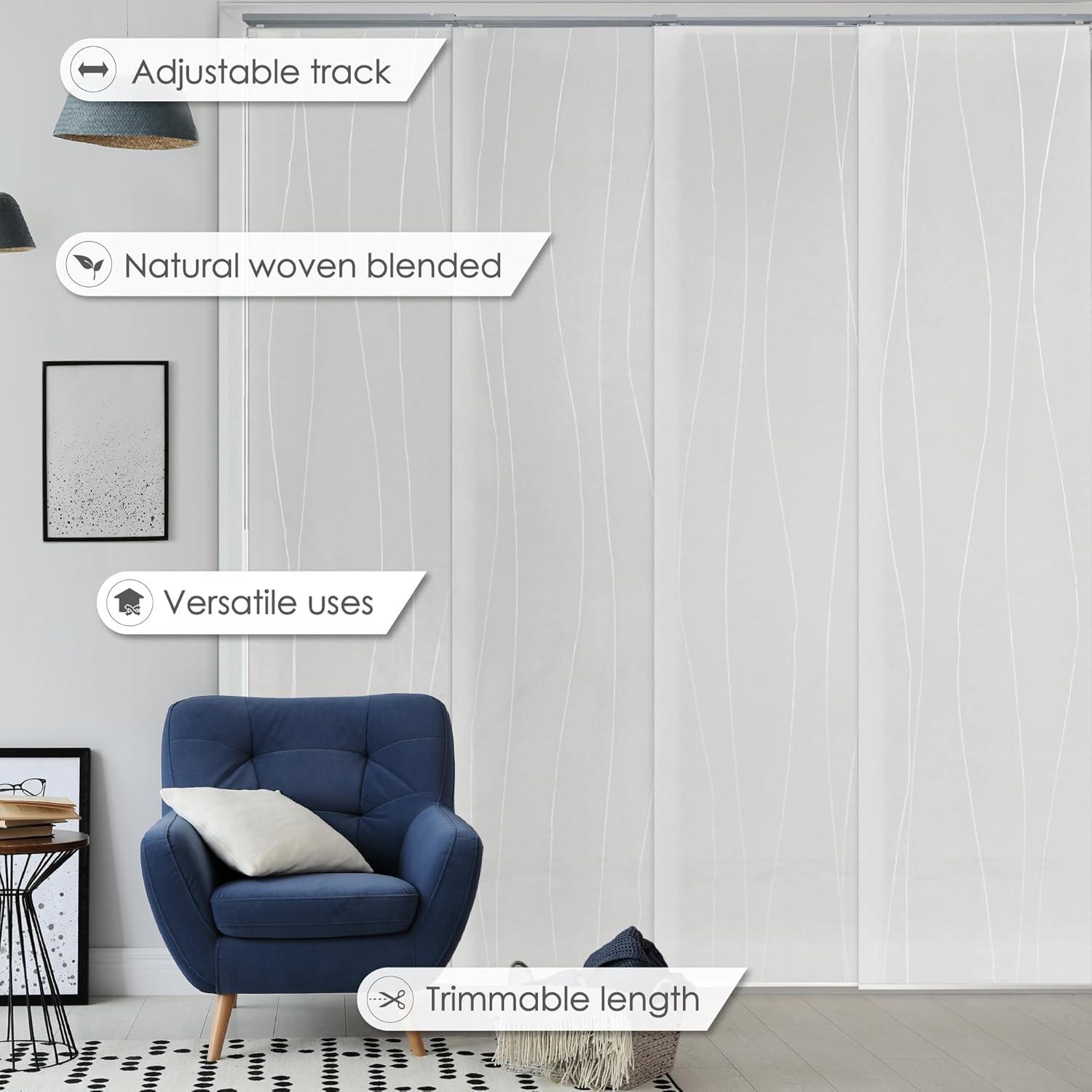 GoDear Design Adjustable Sliding Panel Track Blind 45.8"- 86" W x 96" H, Vertical Blinds Cordless, Light Filtering, Catch Me