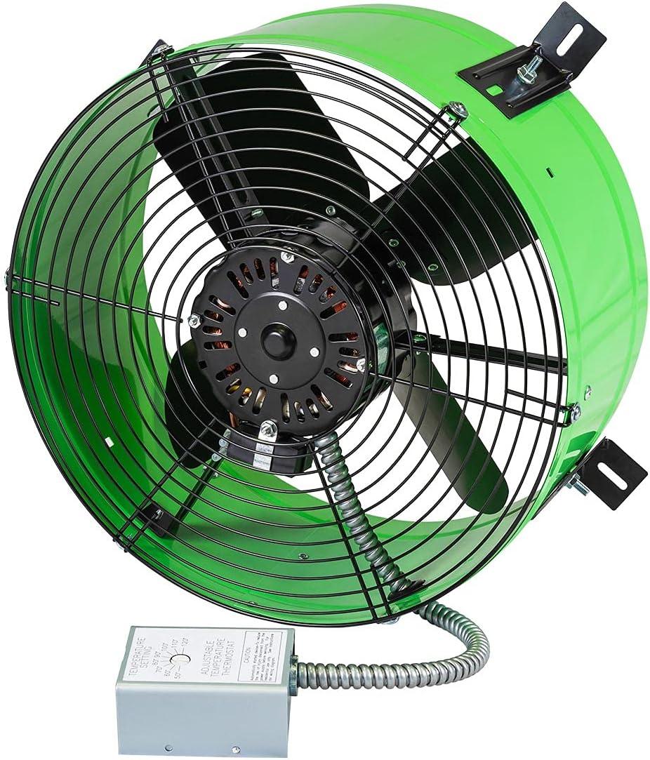 Green Galvanized Steel 15-Inch Gable Mount Attic Fan