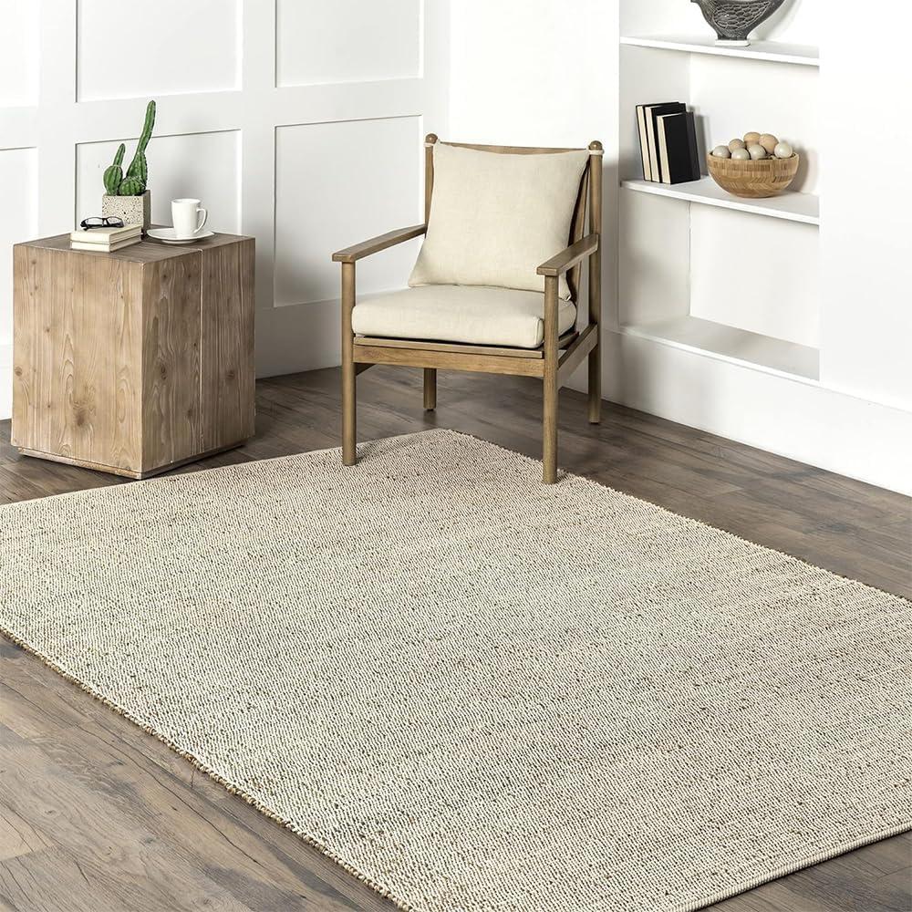 Nuloom 9x12 Elfriede Jute & Cotton Hand Woven Indoor Area Rug, Natural, Solid Rustic Farmhouse Style Natural Fiber Bedroom, Living Room,