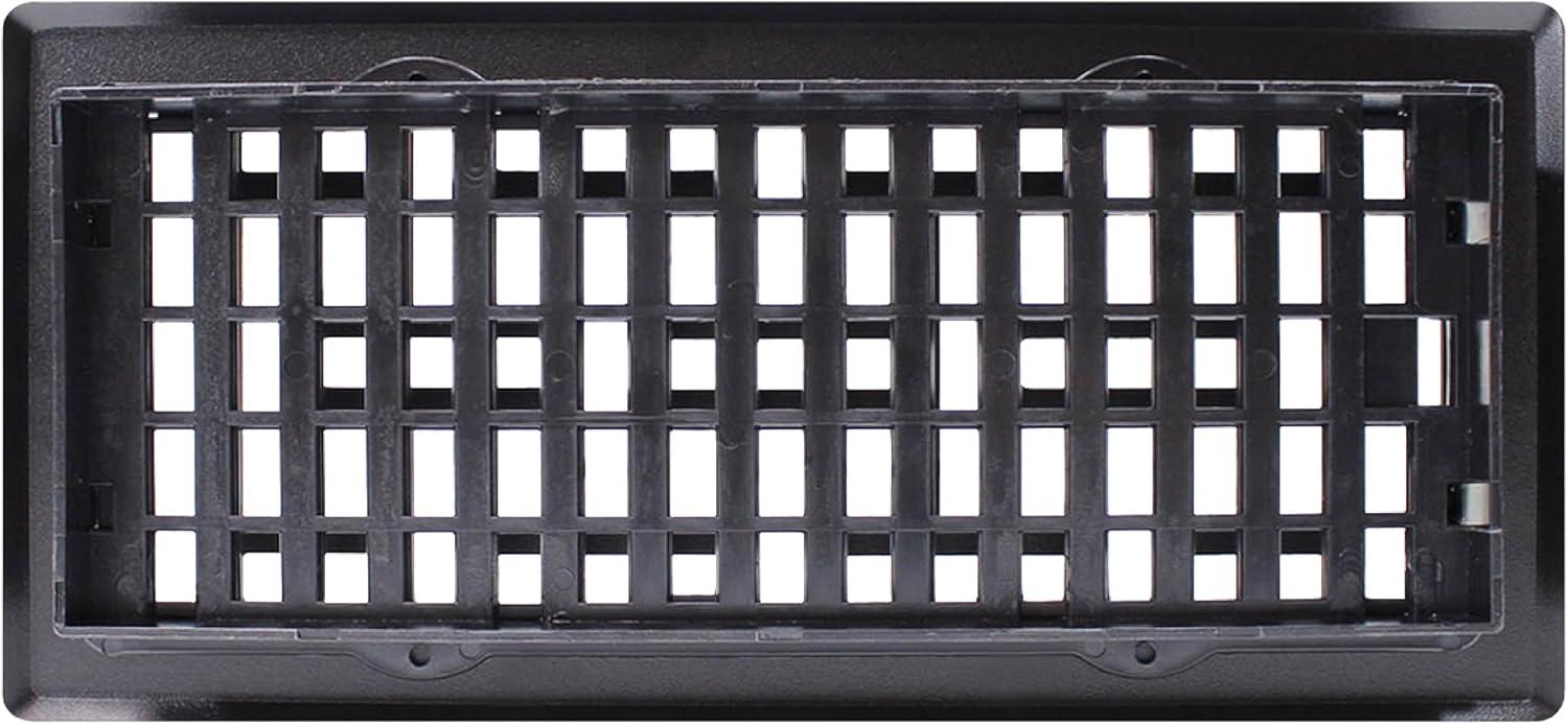 Textured Black Oriental Steel Floor Register, 4x10 Inches