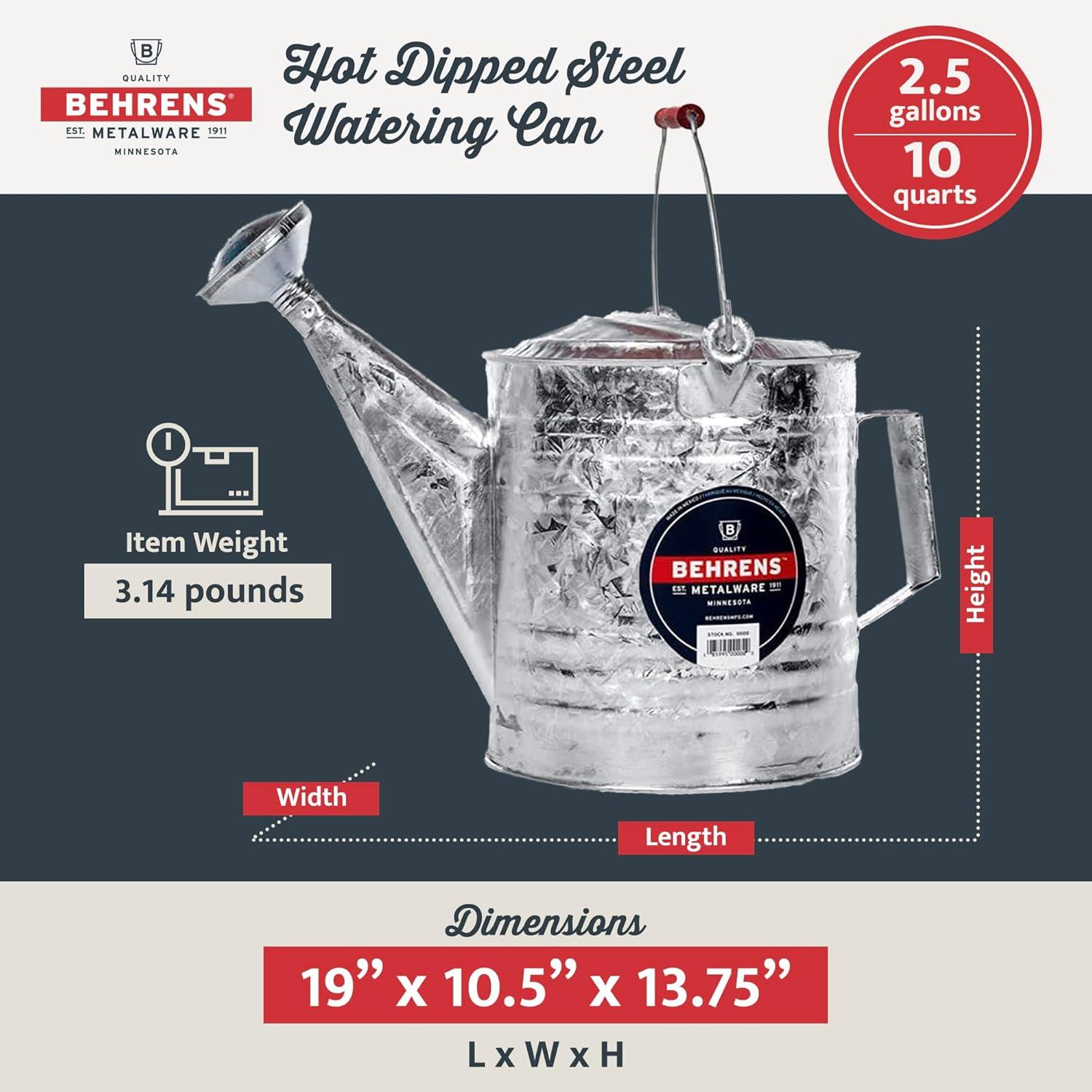 UNIVERSAL WINDOW SOLUTIONS Weatherproof Hot Dipped Galvanized Steel Watering Can With Wooden Handle And Side Handle For Watering Flowers And Gardens