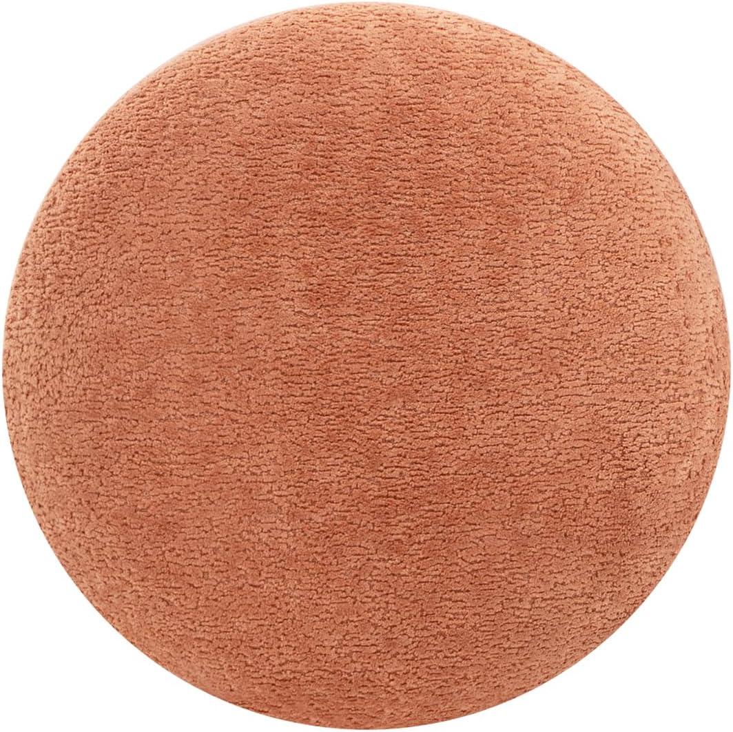 Jennifer Taylor Home Fuji 15" Mushroom Footstool Ottoman, Spice Orange Fleeced Teddy