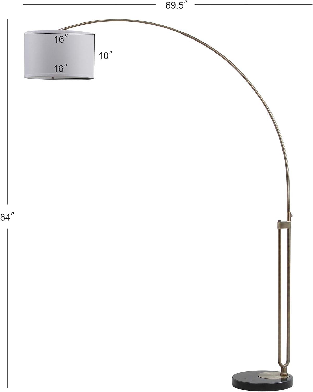 Elegant 84'' Antique Gold Arc Floor Lamp with White Cotton Shade