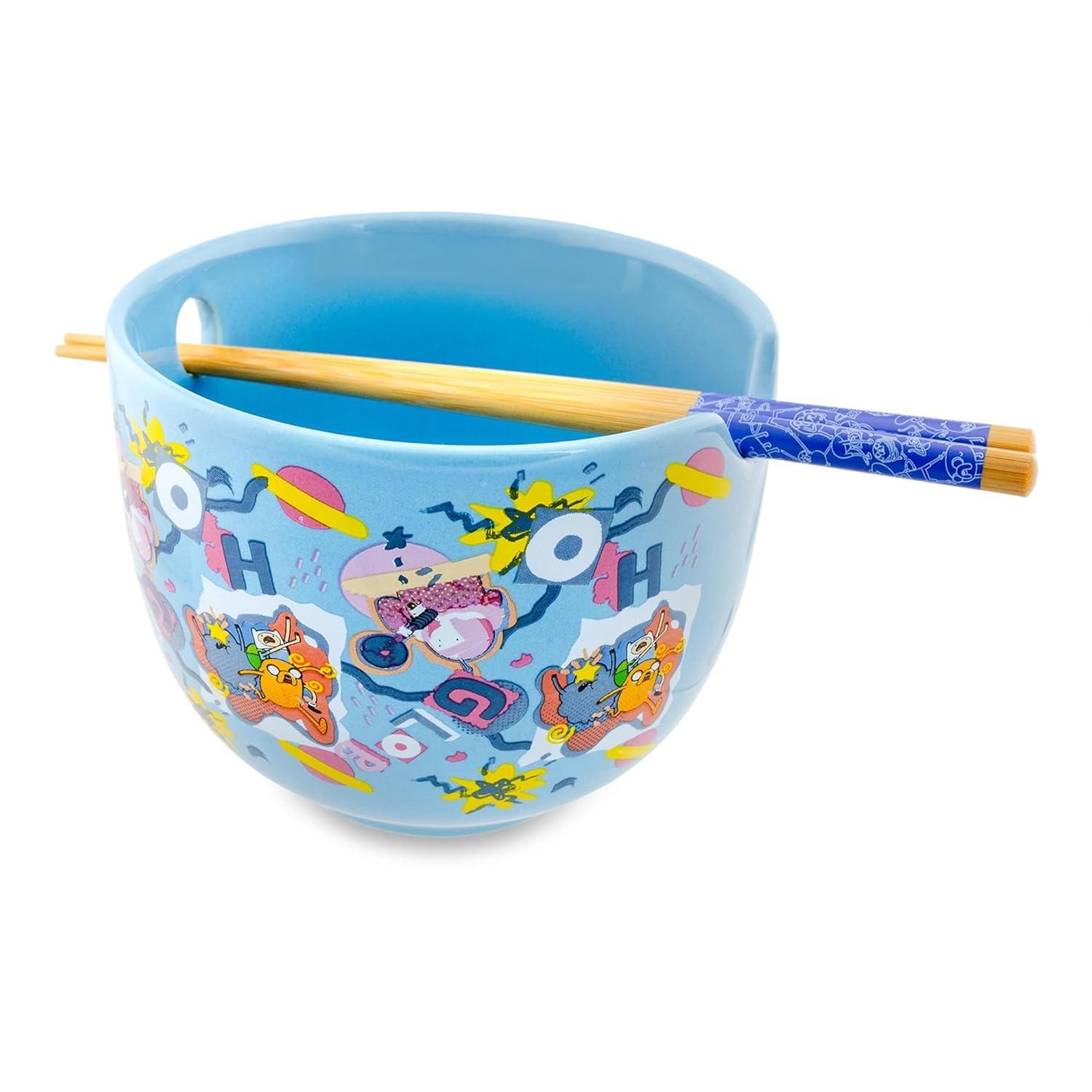 Silver Buffalo Adventure Time Toss Print 20-Ounce Ramen Bowl and Chopstick Set