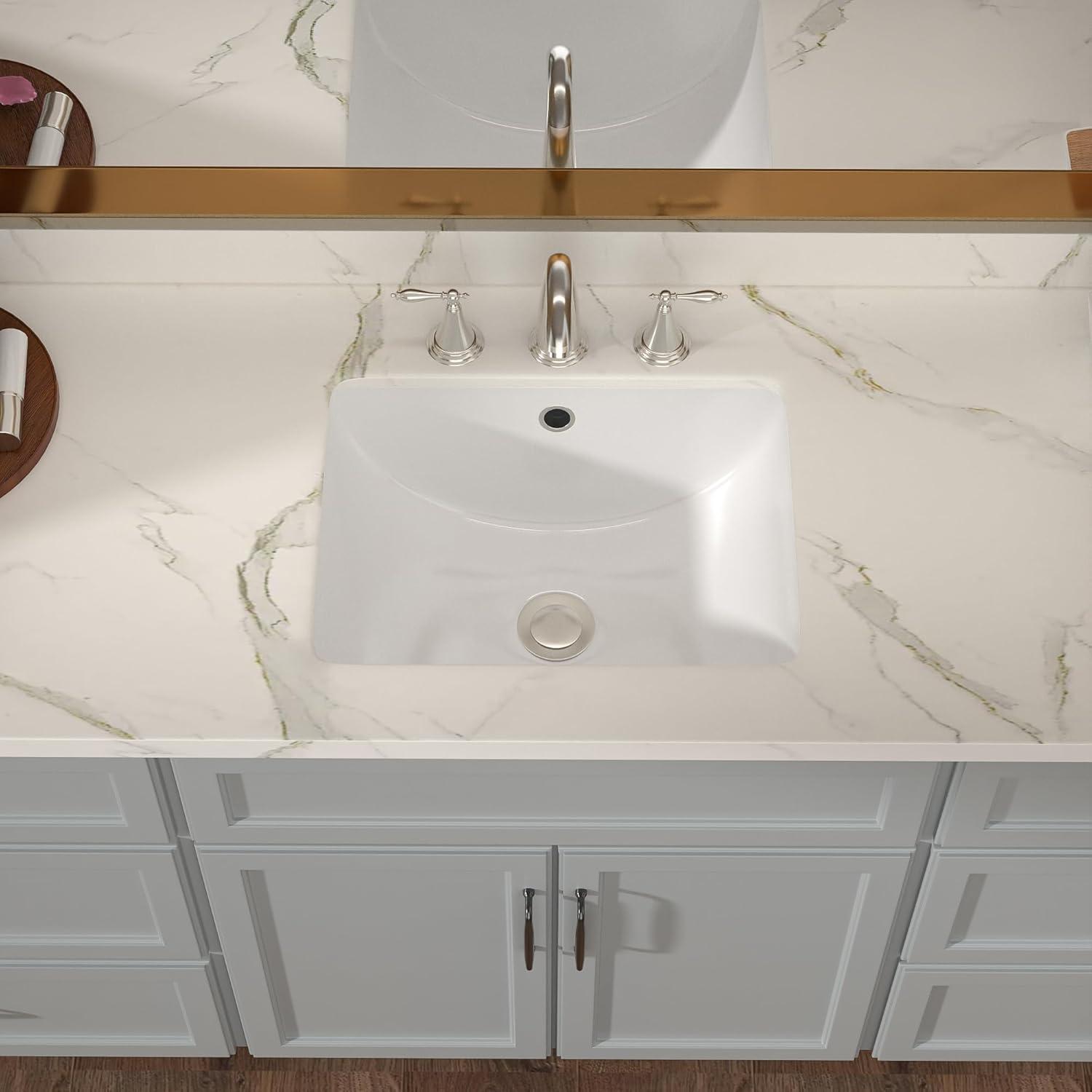 18" L x 14" W Undermount White Ceramic Rectangle Sink Under Counter Basin Bathroom Sink