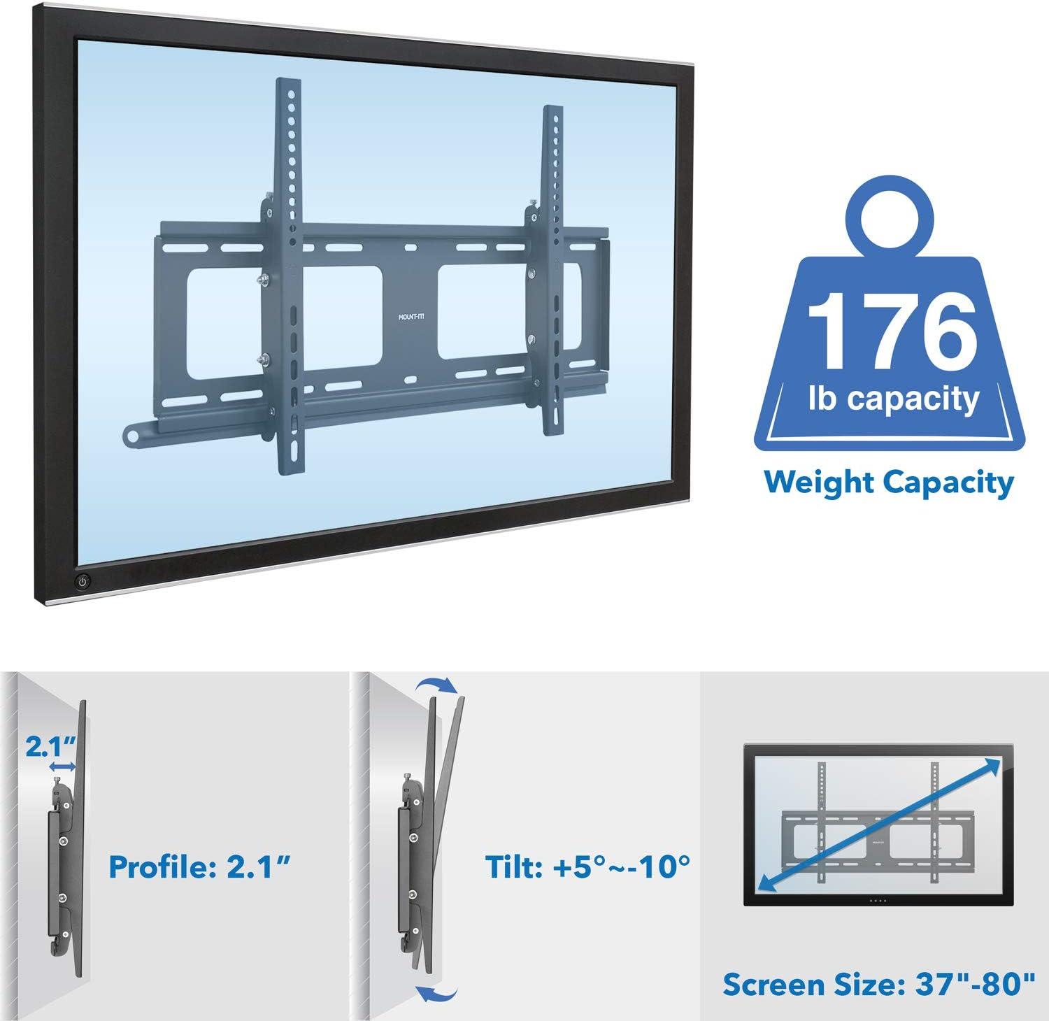 Mount-It Weatherproof TV Wall Mount | Lockable & Tilting 2.1 Low Profile Fits 37 - 80 In. Tvs