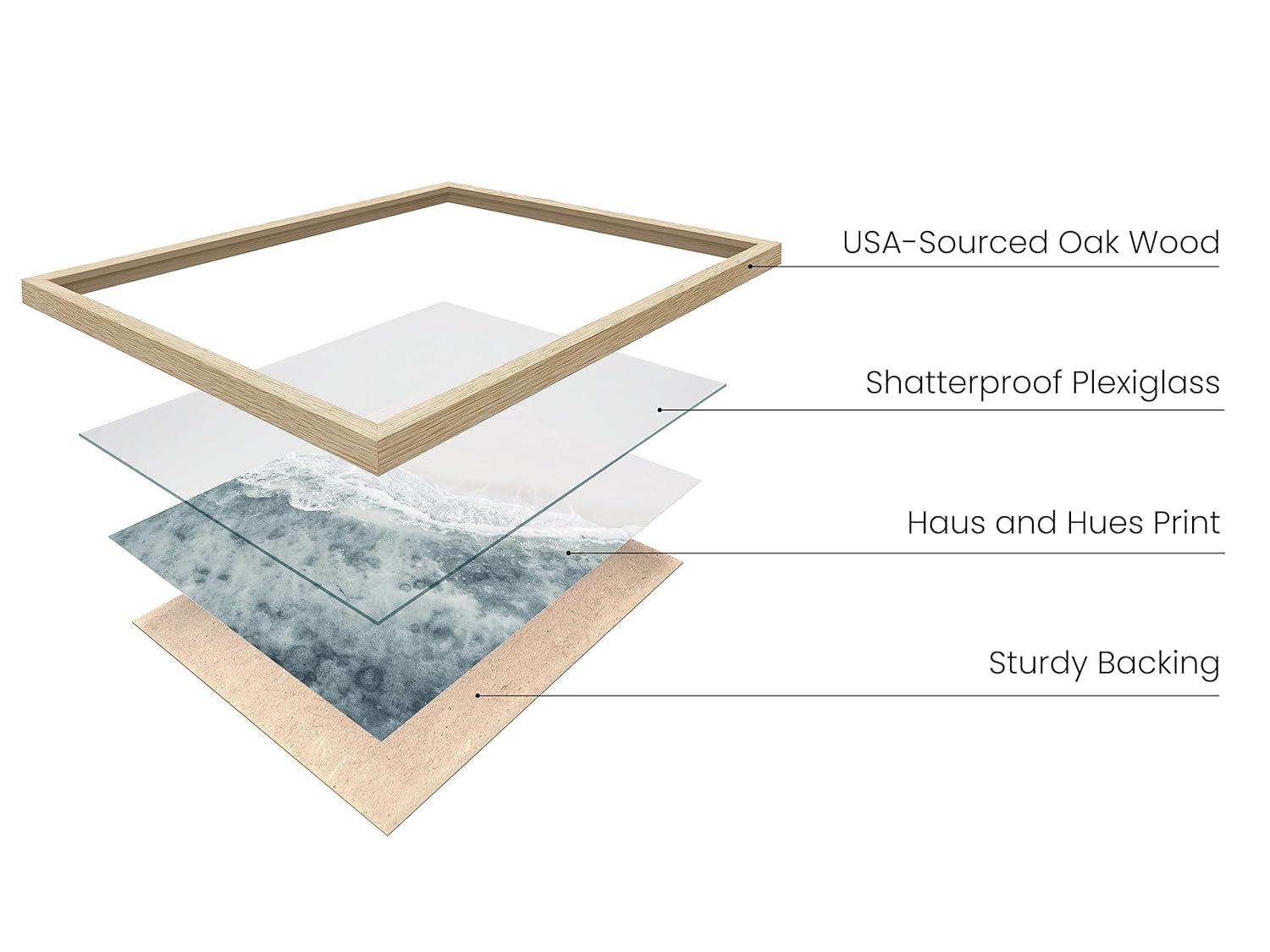 Haus and Hues Beach Wall Decor - Set of 3 Beach Pictures Wall Art, Ocean Wall Art, Coastal Wall Art, Nature Wall Art, Modern Wall Art, Beach Poster, Framed Wall Art For Living Room(Framed Beige 12x16)