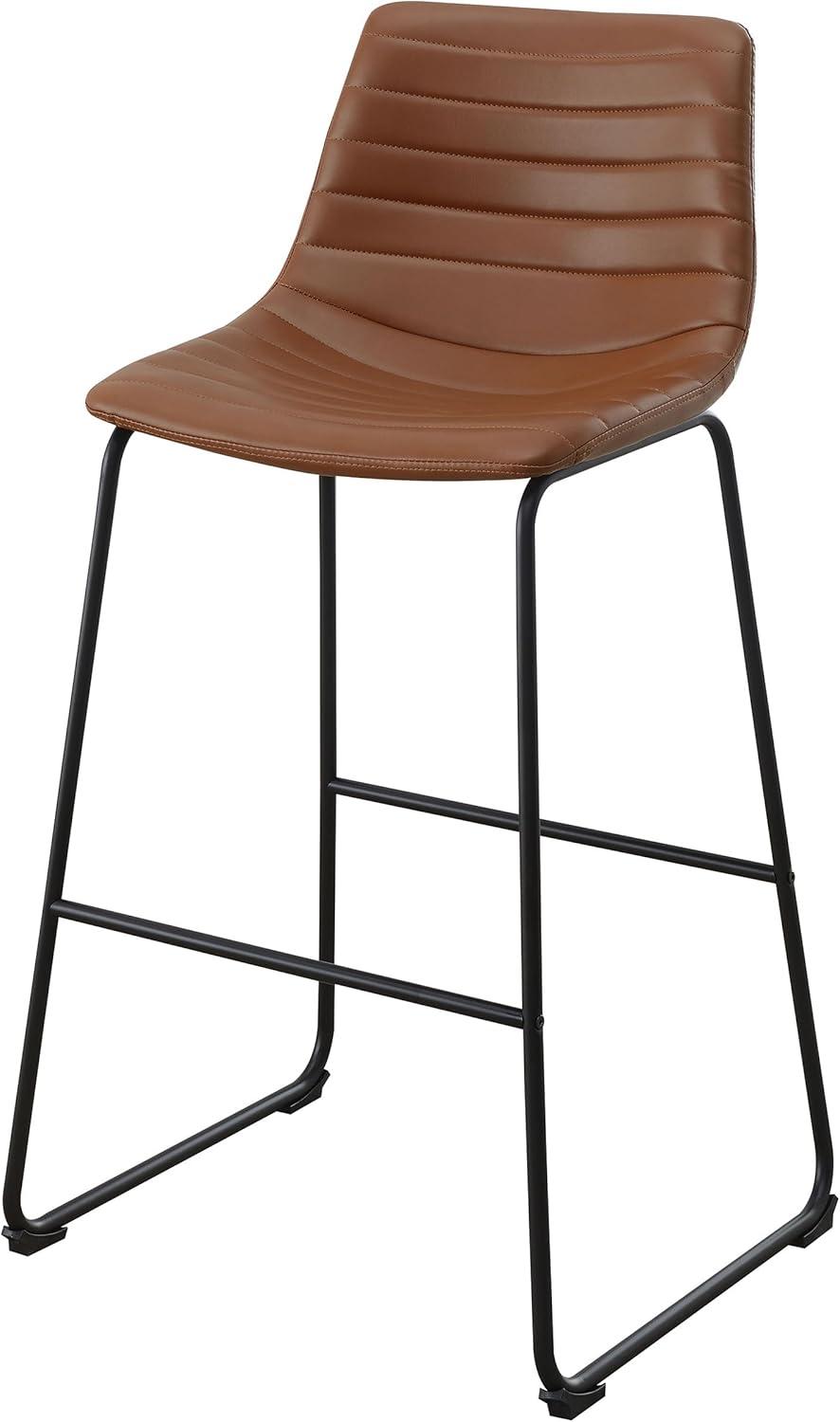 Coaster Zuni Rustic Faux Leather Upholstered Bar Chair in Brown