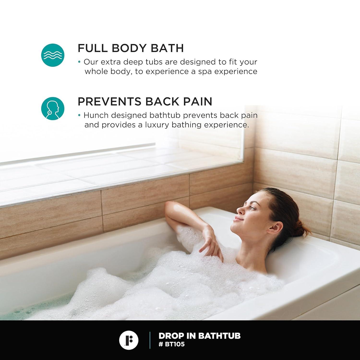 Alcove 66" x 32" Soaking Fiberglass Bathtub