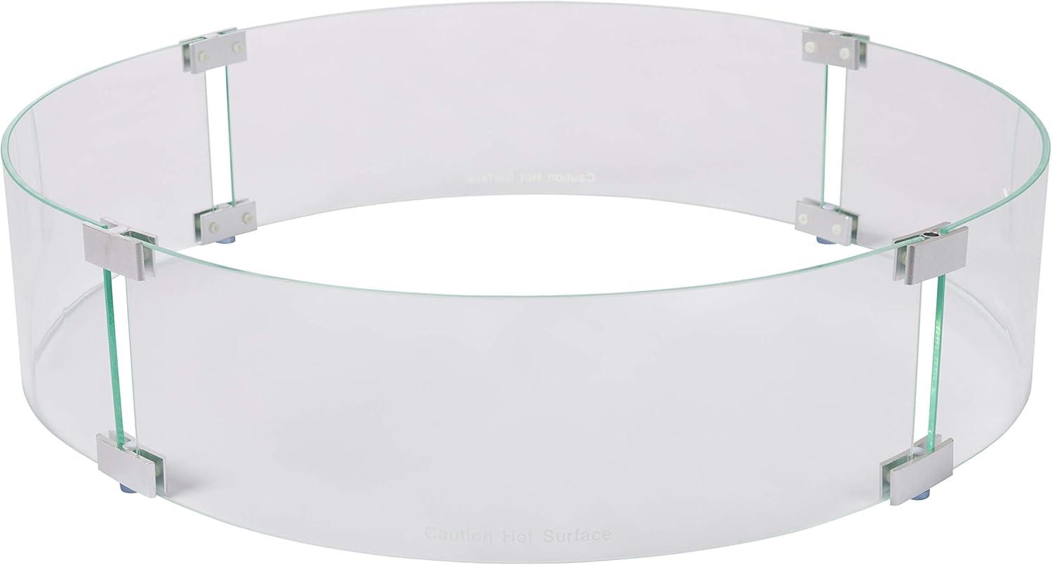 Round Clear Tempered Glass Fire Pit Wind Guard